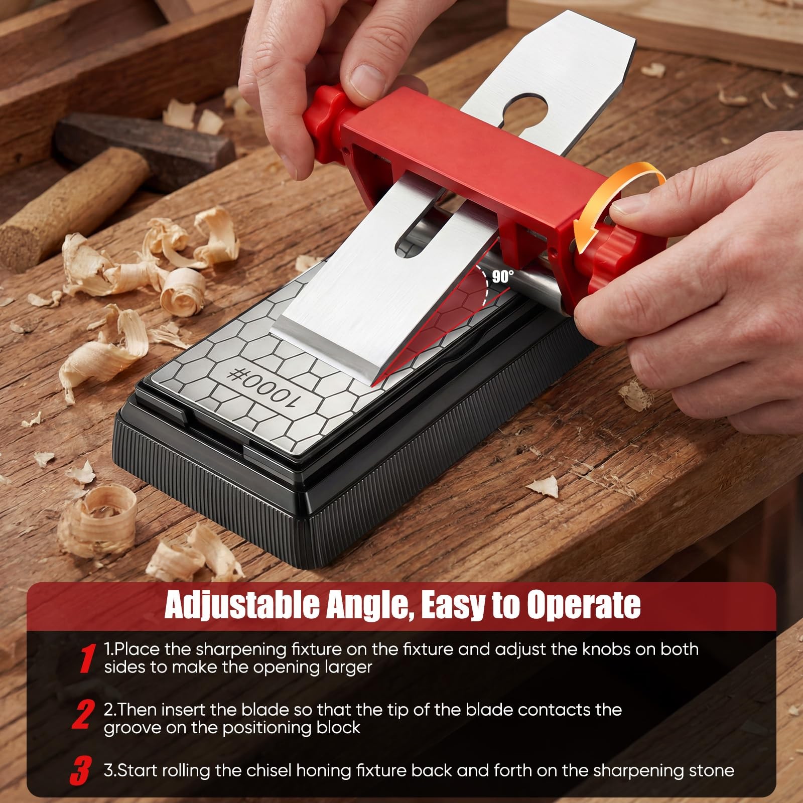 Precision Chisel Sharpening Jig & Guide Angle Gauge Kit W/ Diamond Stone Jzmds