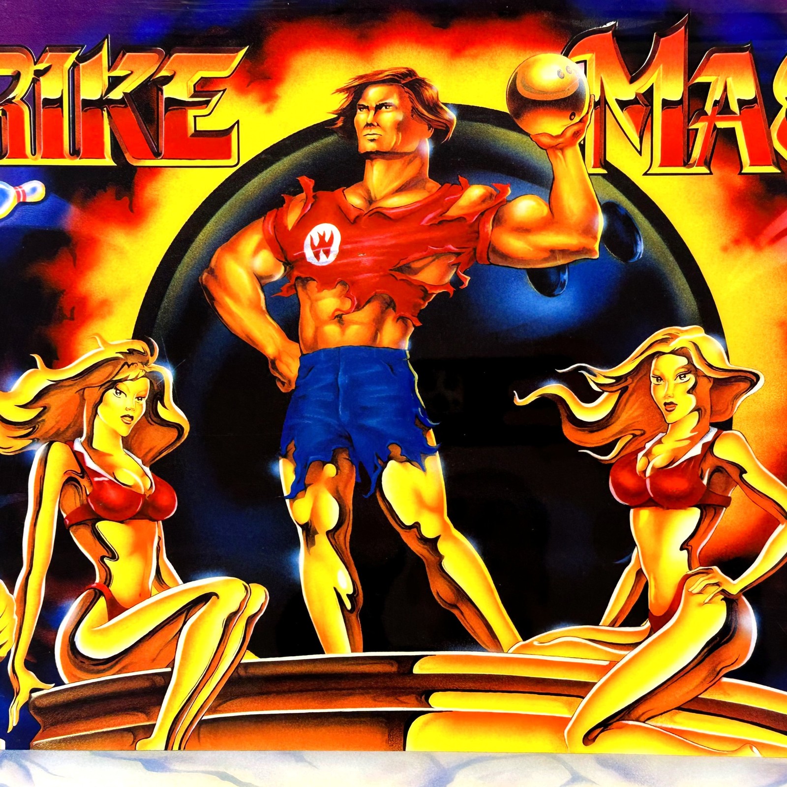 Williams Strike Master Shuffle Bowler Machine Game Backglass Translite ORIGINAL