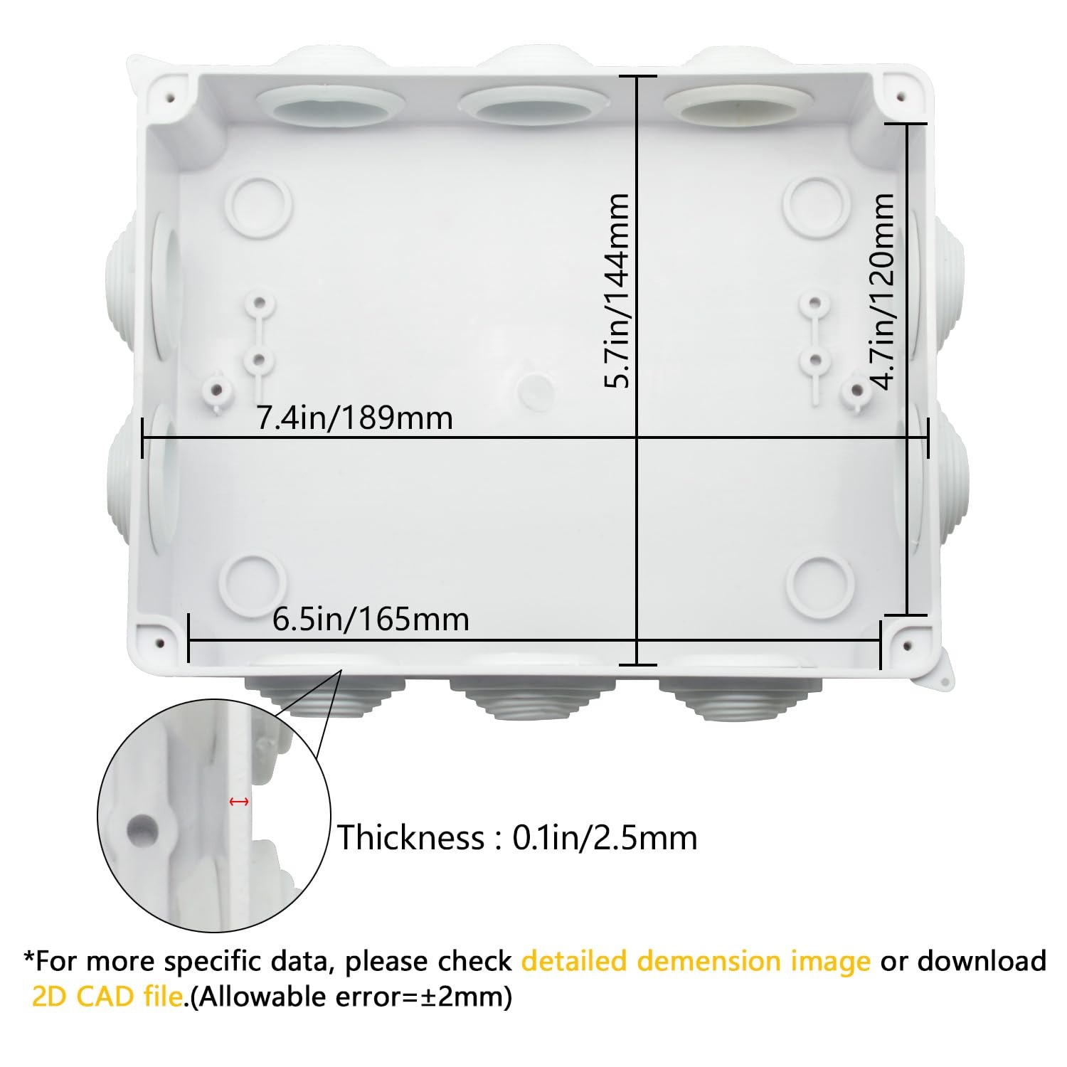 LeMotech ABS Plastic Dustproof Waterproof 7.8" x 6.1" x 3.1" (1pc), white