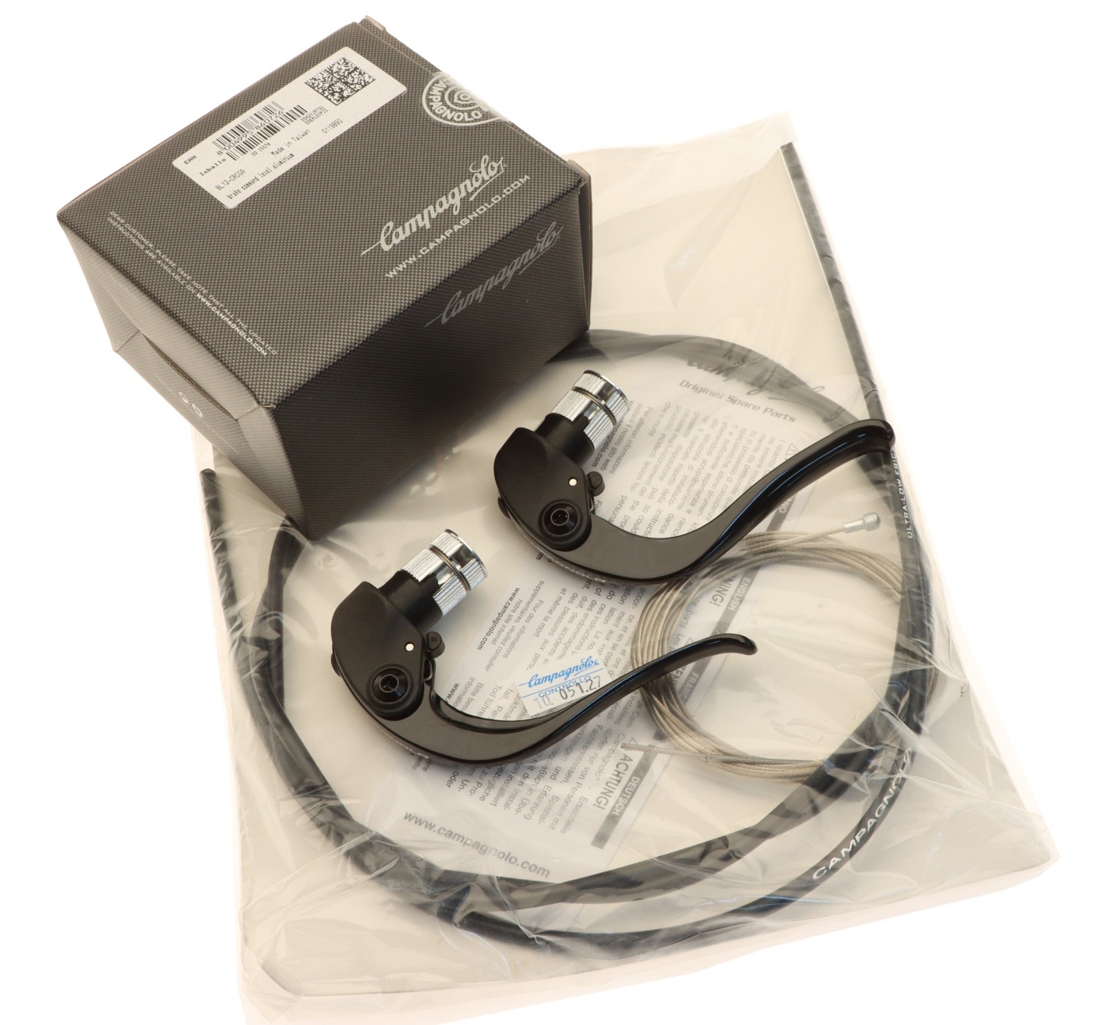 Campagnolo TT Bar End Brake Levers Alloy Pair BL12-CRCGA w/ Cables Kit NOS NEW