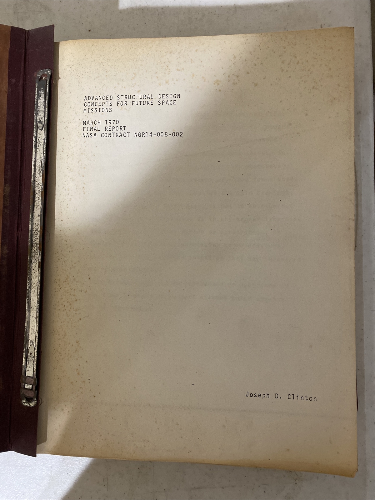 Advanced structural design concepts for future space missions 1970 NASA Clinton