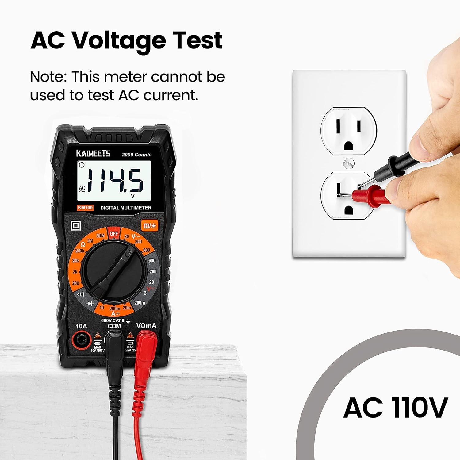 Digital Multimeter with Case DC AC Voltmeter Ohm Volt Amp Test Meter KM100
