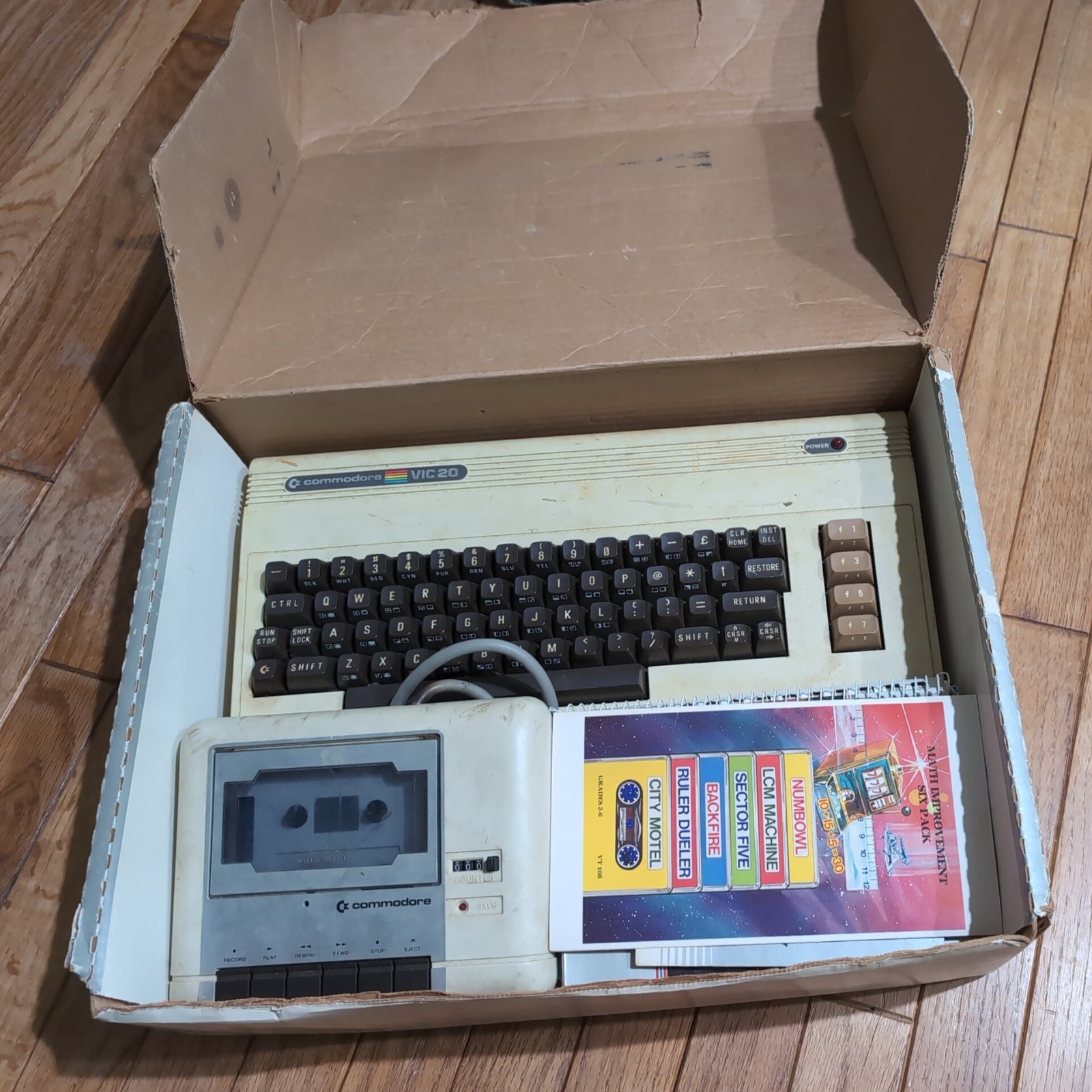 Commodore VIC 20 No Cables/Untested, C2N Cassette Player & Cassette 6 Pack Games