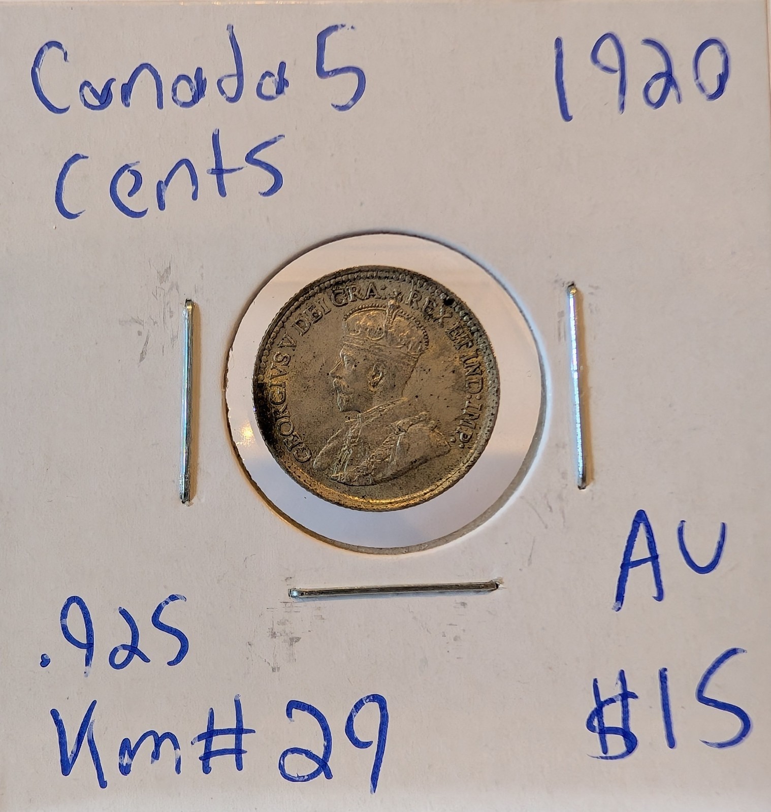 1920 Canada 5 Cents AU Km#2