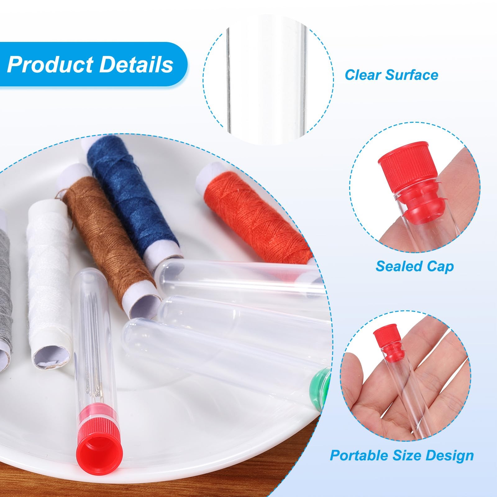 PATIKIL 0.5x3" Plastic Sewing Needle Storage Holder, 10 Pack 3", Clear