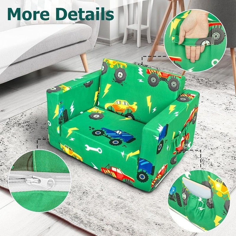 Kids Creative Foldable Sofa Bed Portable Toddler Couch Easy Clean Fun Design New