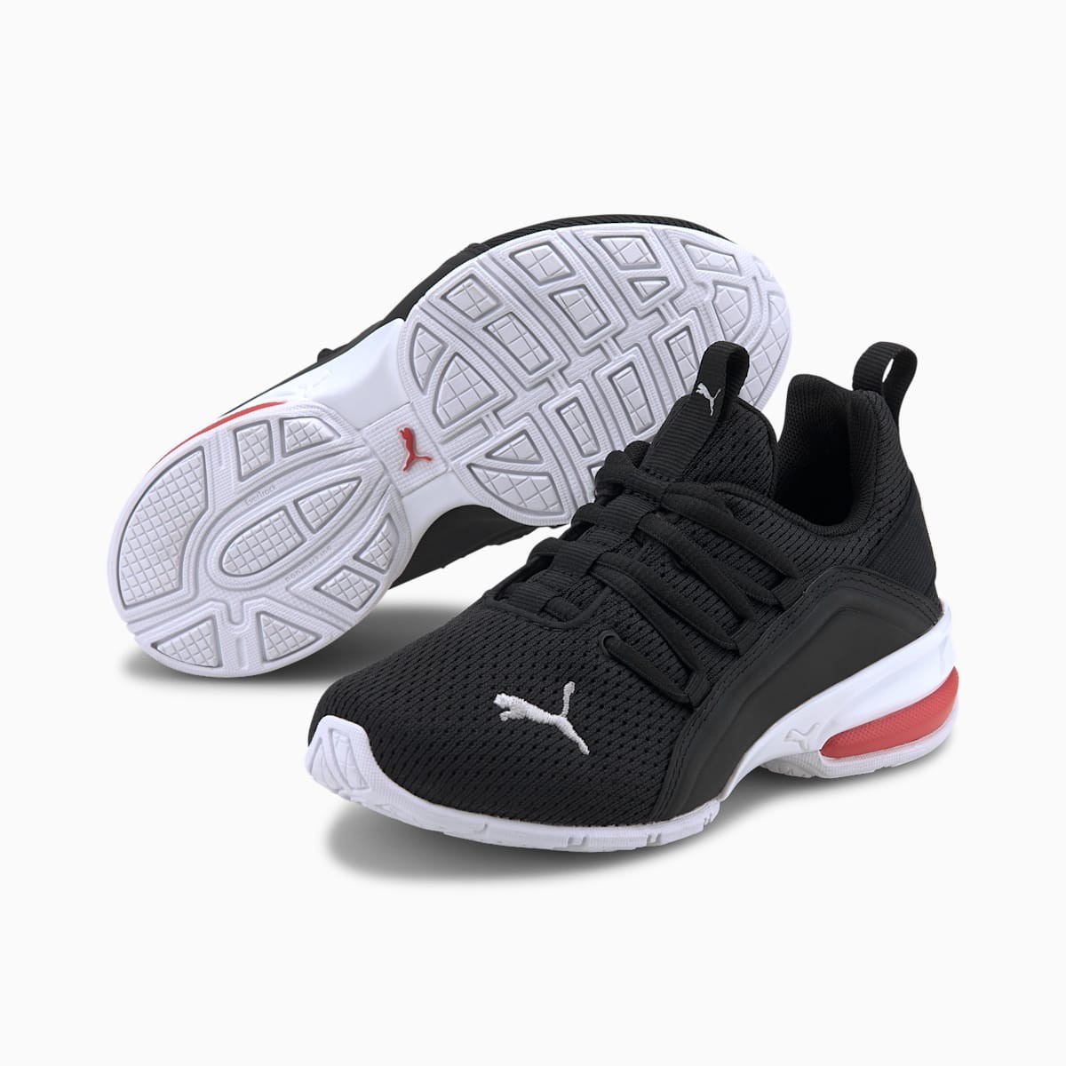PUMA Men's Axelion Mesh Sneaker Puma Black/Puma Silver/High Risk Red - 19428601,