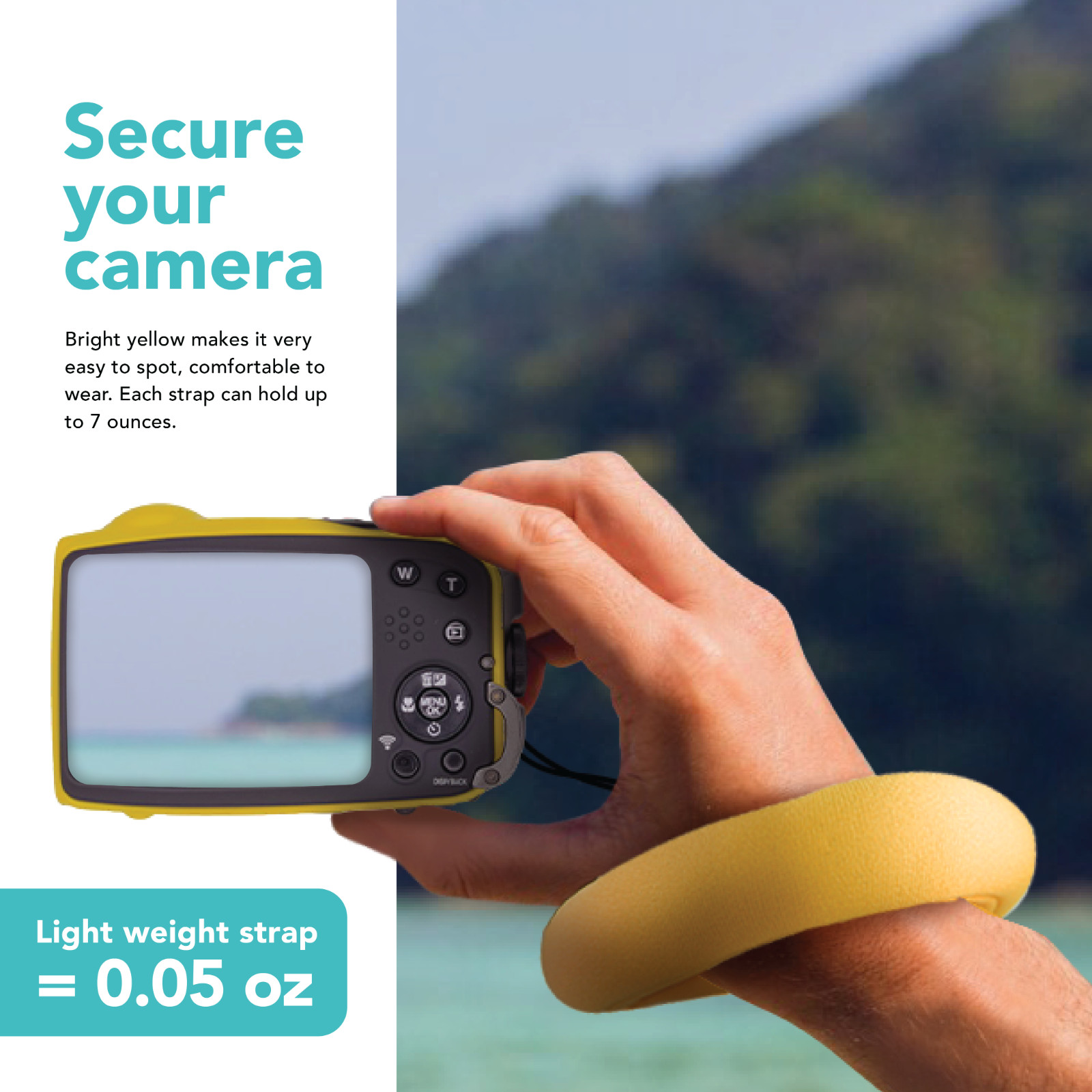 Yellow Waterproof Camera Float Strap for Underwater Camera & Case
