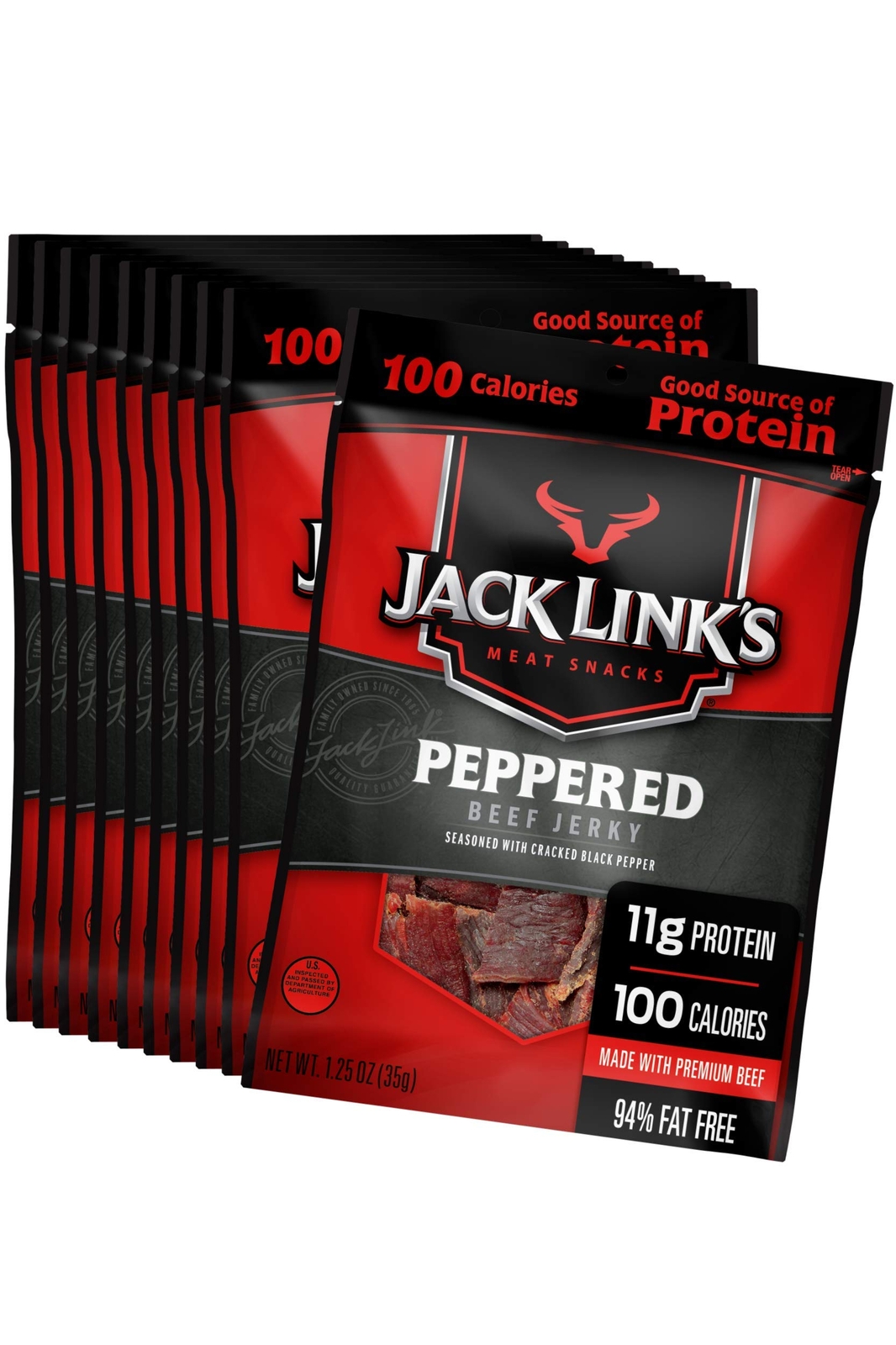 Jack Linkâ€™s Peppered Beef Jerky, 1.25oz, 10ct