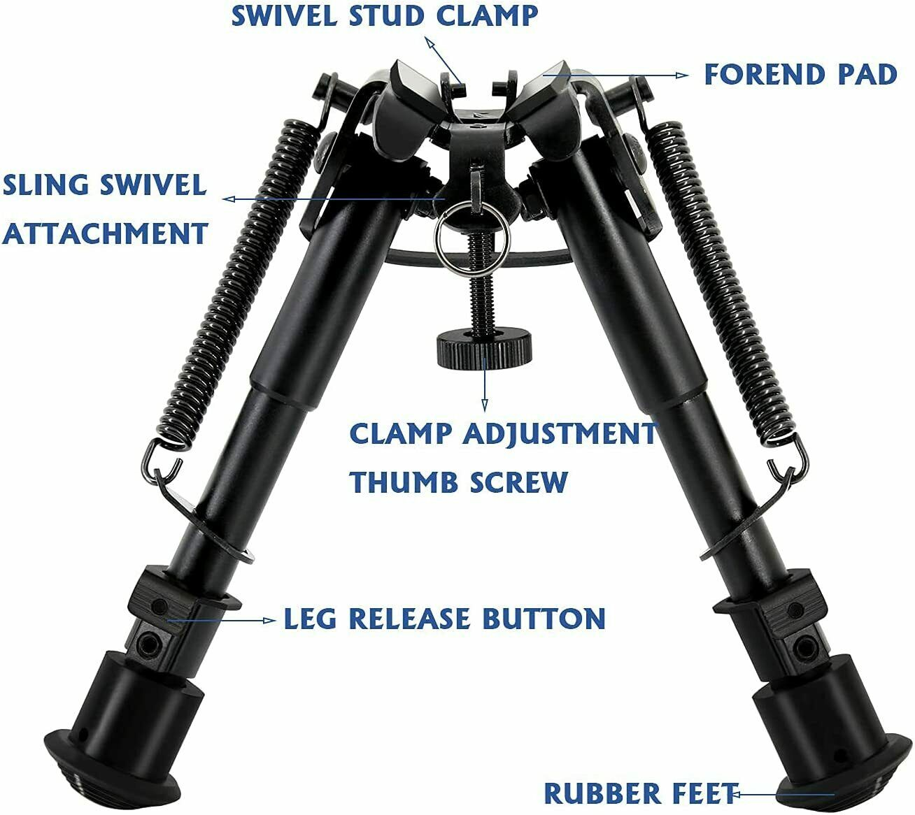 9-13'' Hunting Rifle Alloy Bipod Spring Return with Picatinny Rail Mount Adapter