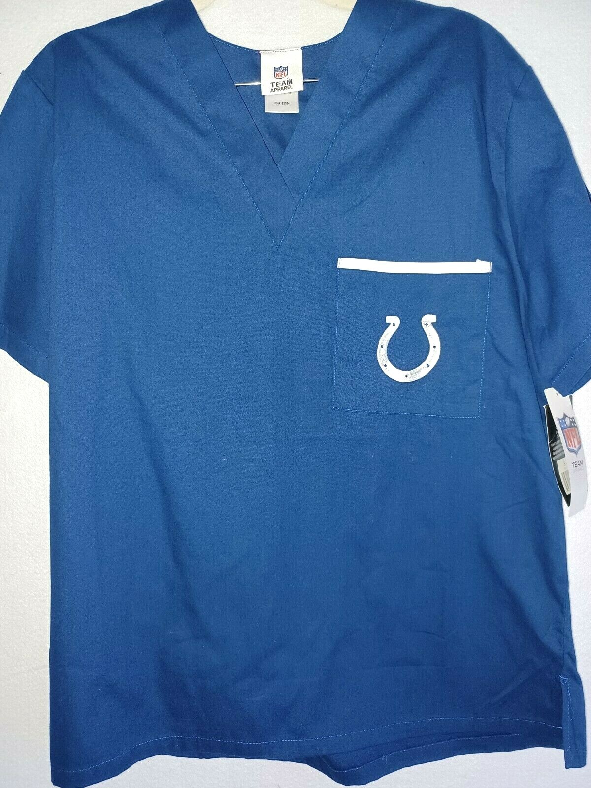 NFL Indianapolis Colts Blue Dudz Scrub Top Women's Sz S Blue Chest Pocket NEW