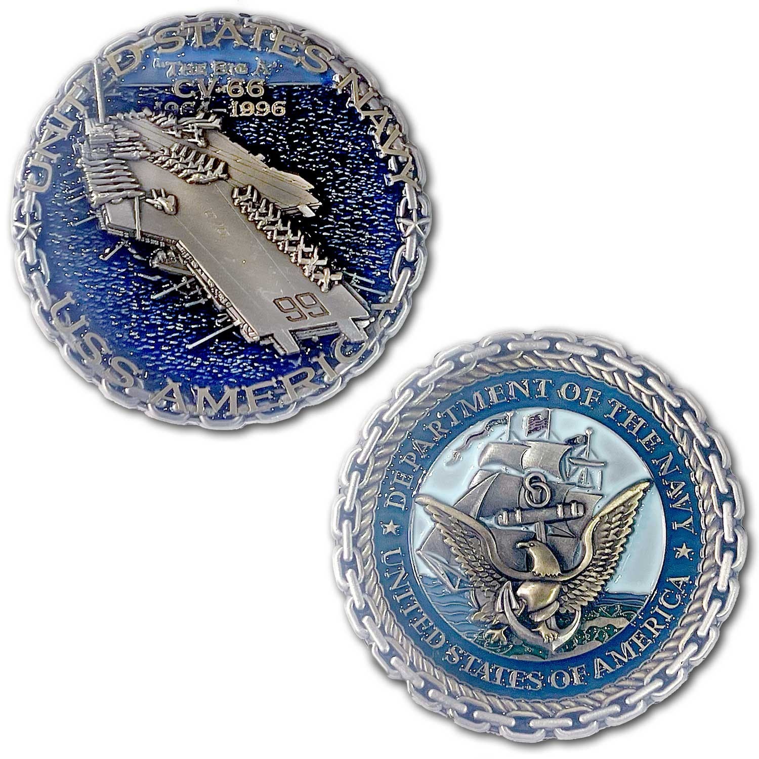 USS America CV-66 US Navy Aircraft Carrier Collectible Challenge Coin