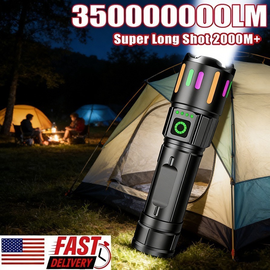 350000000 Lumen Super Bright LED Tactical Flashlight Rechargeable Work Light**-*