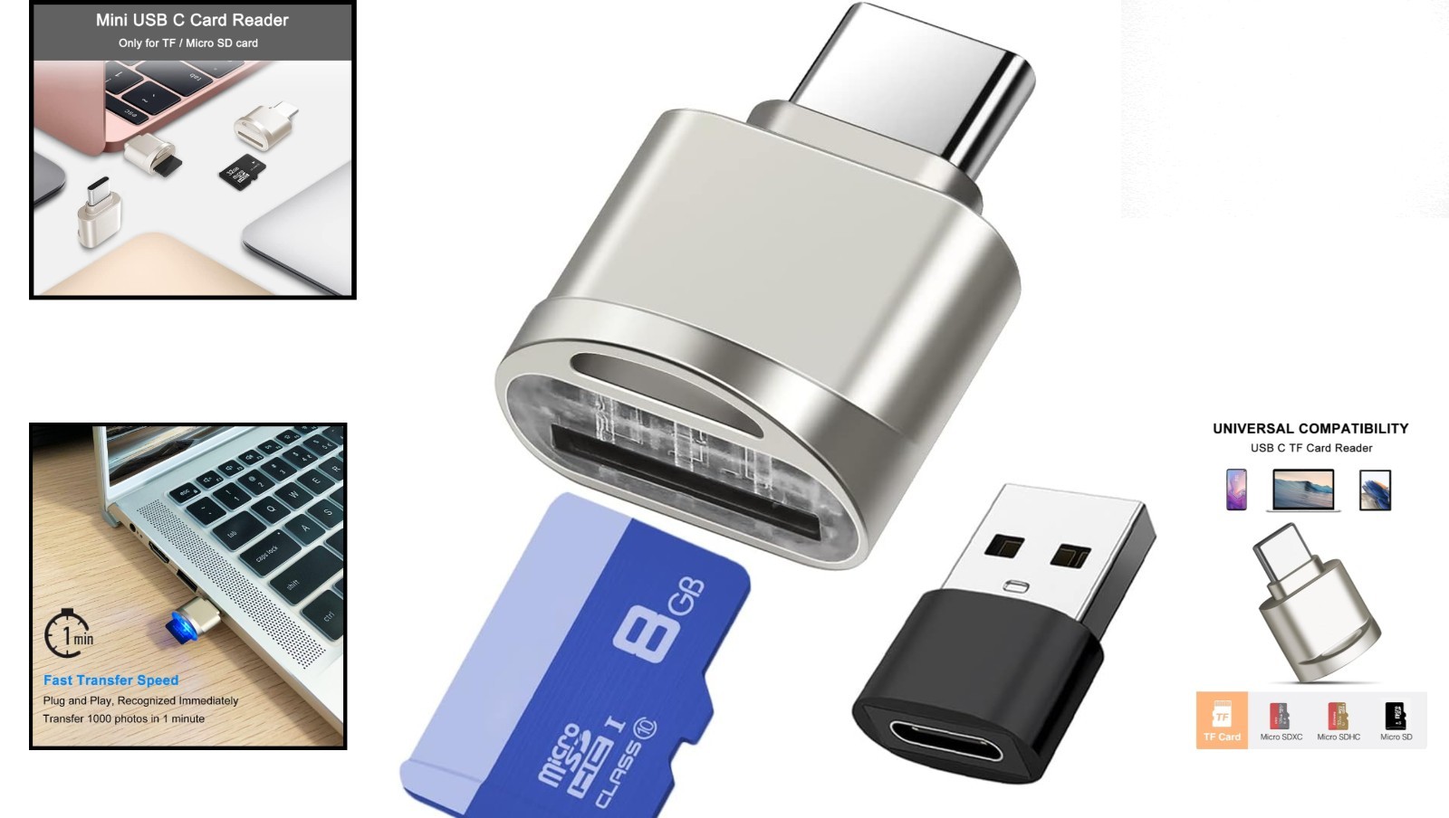 Broad Compatibility USB-C Micro SD Card Reader with Indicator Light for Easy Use