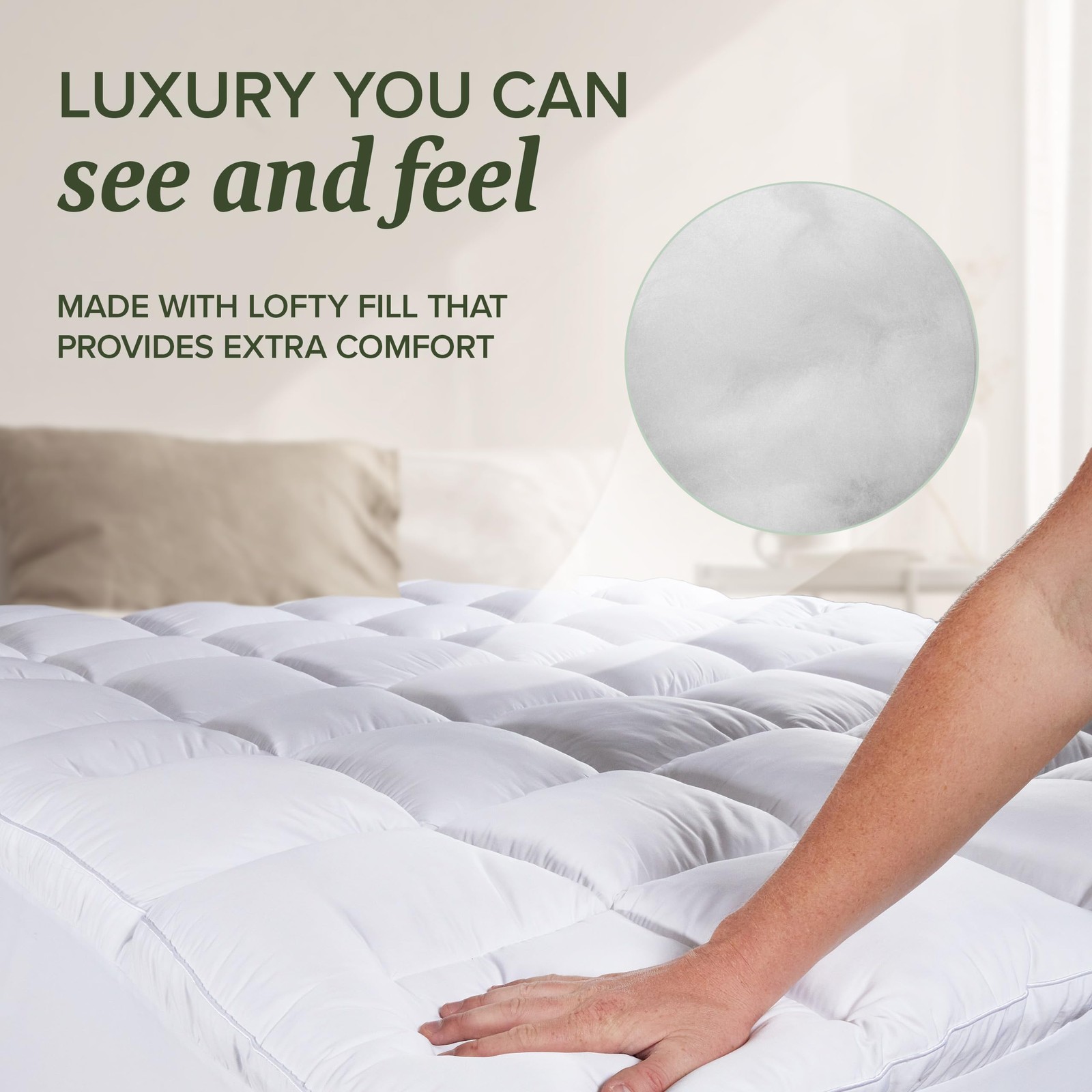 Beckham Hotel Collection Twin Size Hybrid Mattress Pad (Extra Twin, White