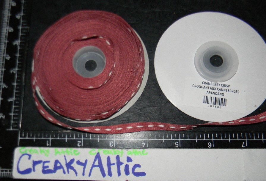 STAMPIN UP CRANBERRY CRISP SINGLE STITCHED RIBBON 1/4 INCH #675