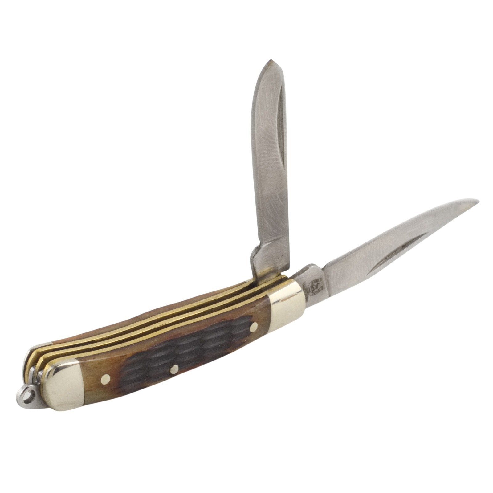Rough Ryder Tiny Mini Trapper Pocket Folding Knife RR807 Amber Jigged Bone