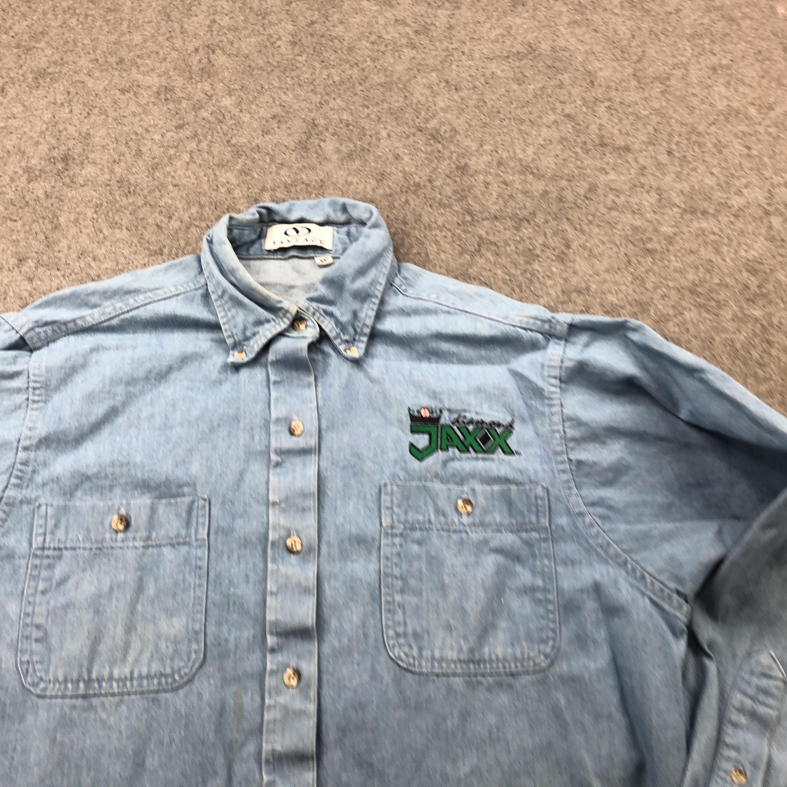 Vintage Diamond Jaxx Shirt Womens Medium Denim Light Blue MILB Baseball Button