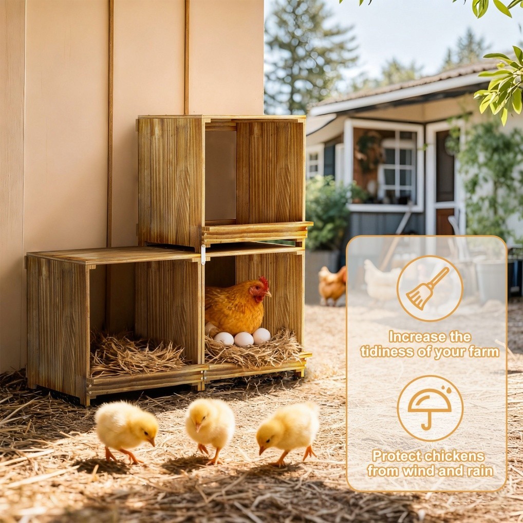 Stackable Chicken Hen Coop Hutch 3 Holes Nesting Box DIY Lay Egg Poultry Boxes