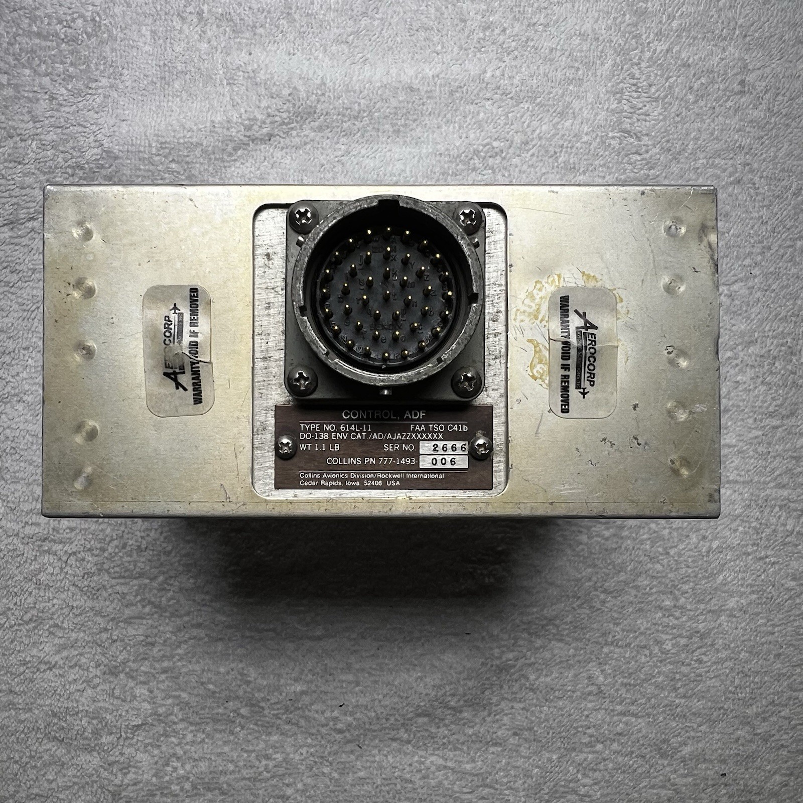Collins 614L-11 ADF Control Panel PN 777-1493-006