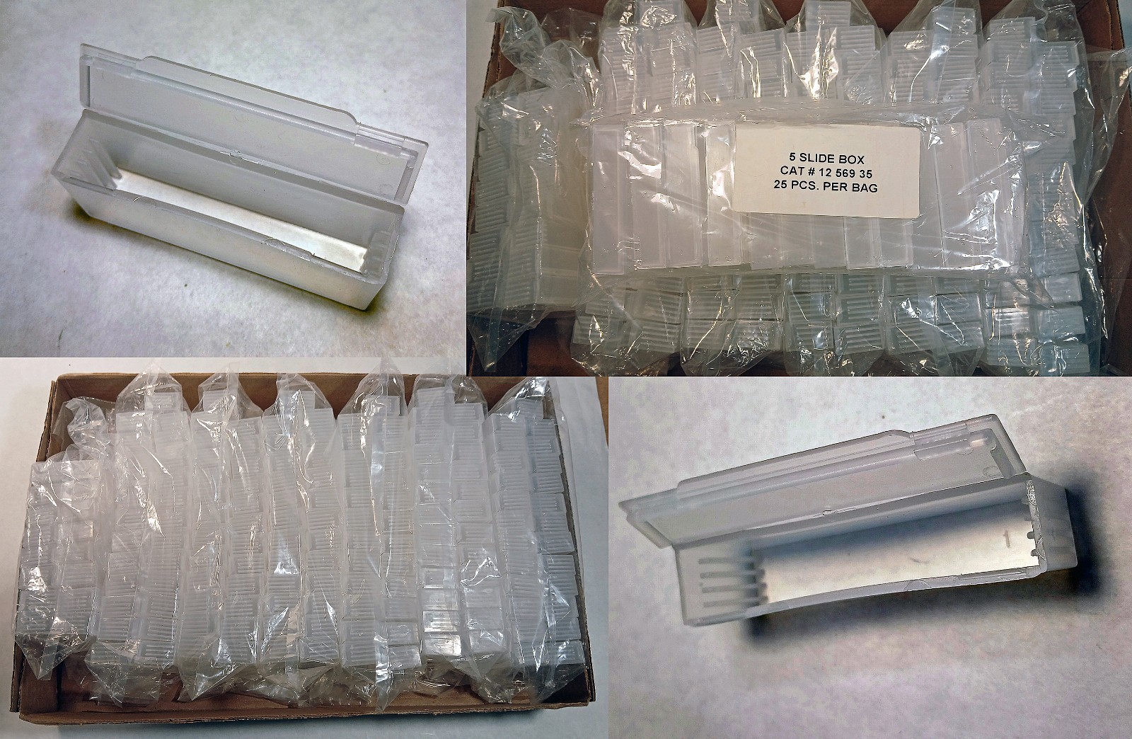 Lot of 166 - Fisher Scientific 12-569-35 microscope slide boxes - fits 5 slides