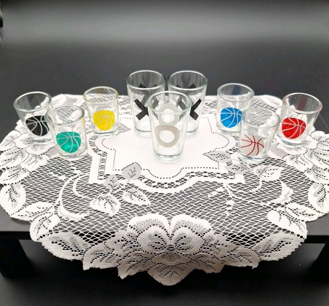 Adult Basketball Drinking Game 6 Shot Glasses & 3 More Hoop Fun Drinking Party