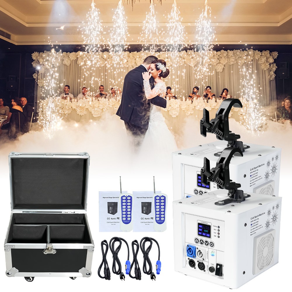 2 Units 800W Spray Down Waterfall Cold Spark Machine DMX512 w/Case for Events