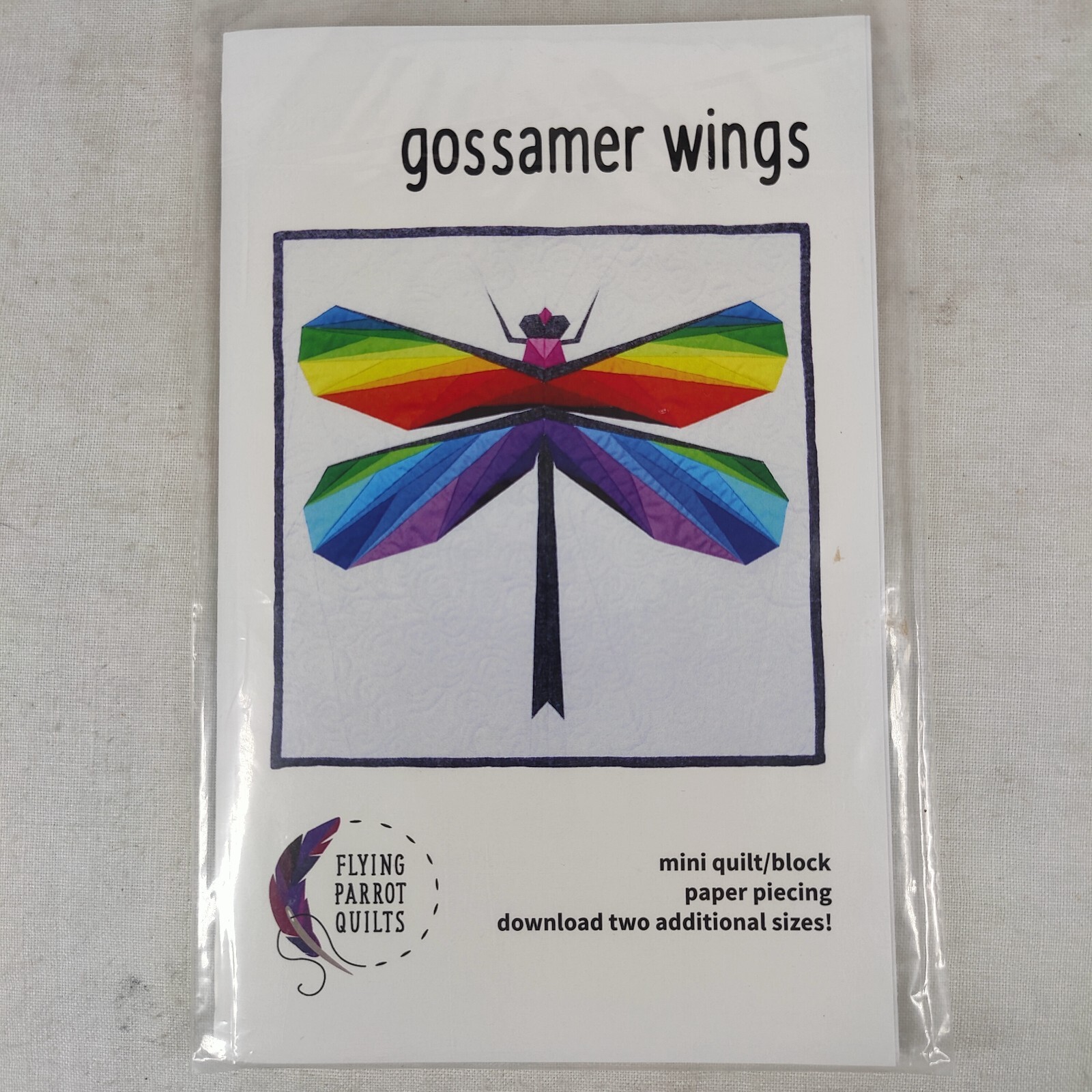 Gossamer Wings Dragonfly Quilting Pattern 18" x 18" Flying Parrot Quilts