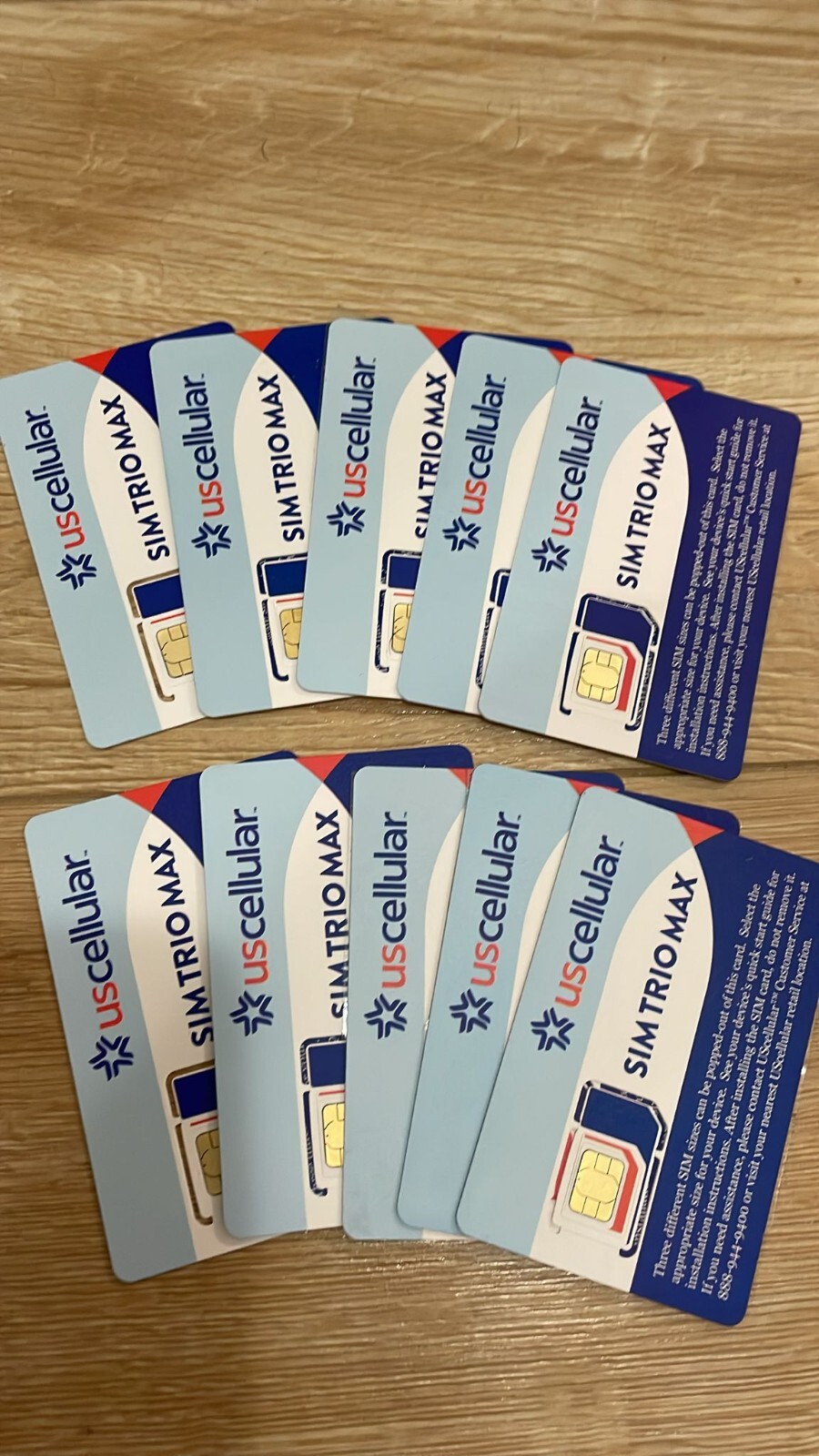 LOT OF  10  U.S. CELLULAR TRIPLE SIM CARD FIT ALL  BRAND NEW GOOD FOR ACTIVATION