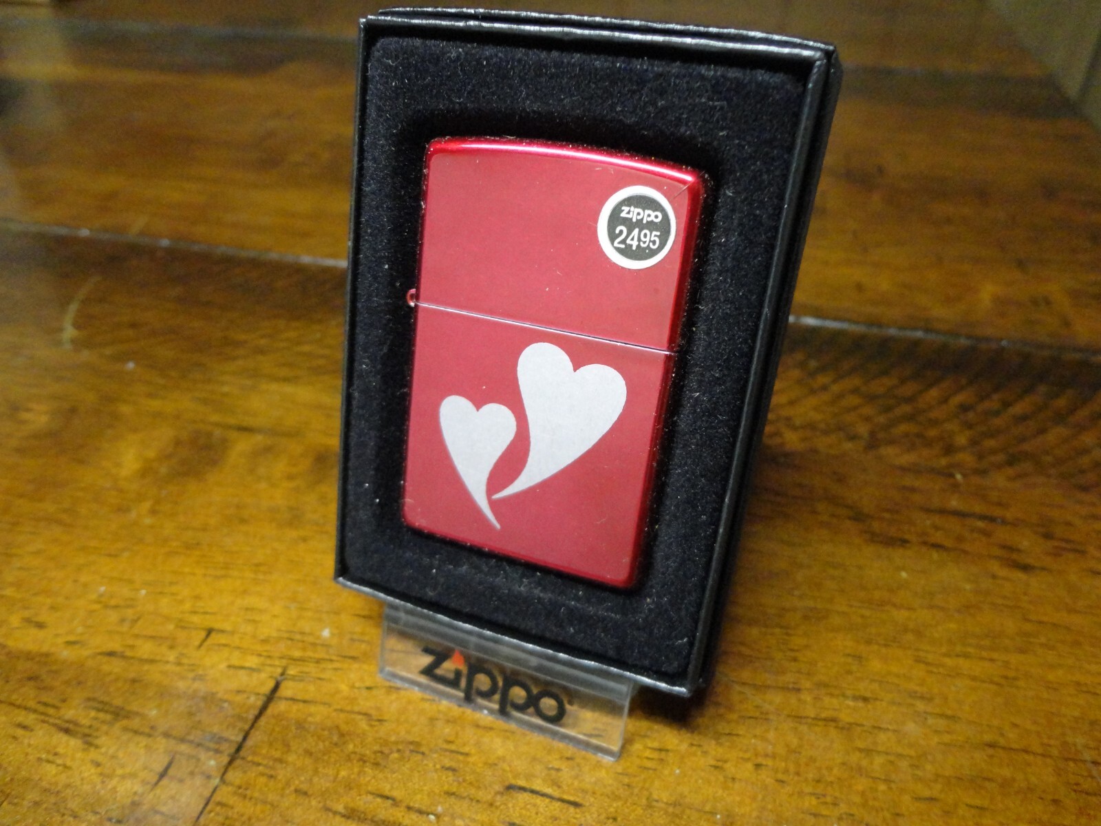 2 HEARTS DOUBLE HEARTS CANDY APPLE RED ZIPPO LIGHTER MINT IN BOX 2007