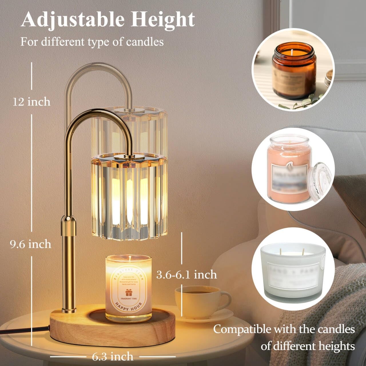 Candle Warmer Lamp, with Timer Dimmer Adjustable Height, Home Decor, Room Dec...
