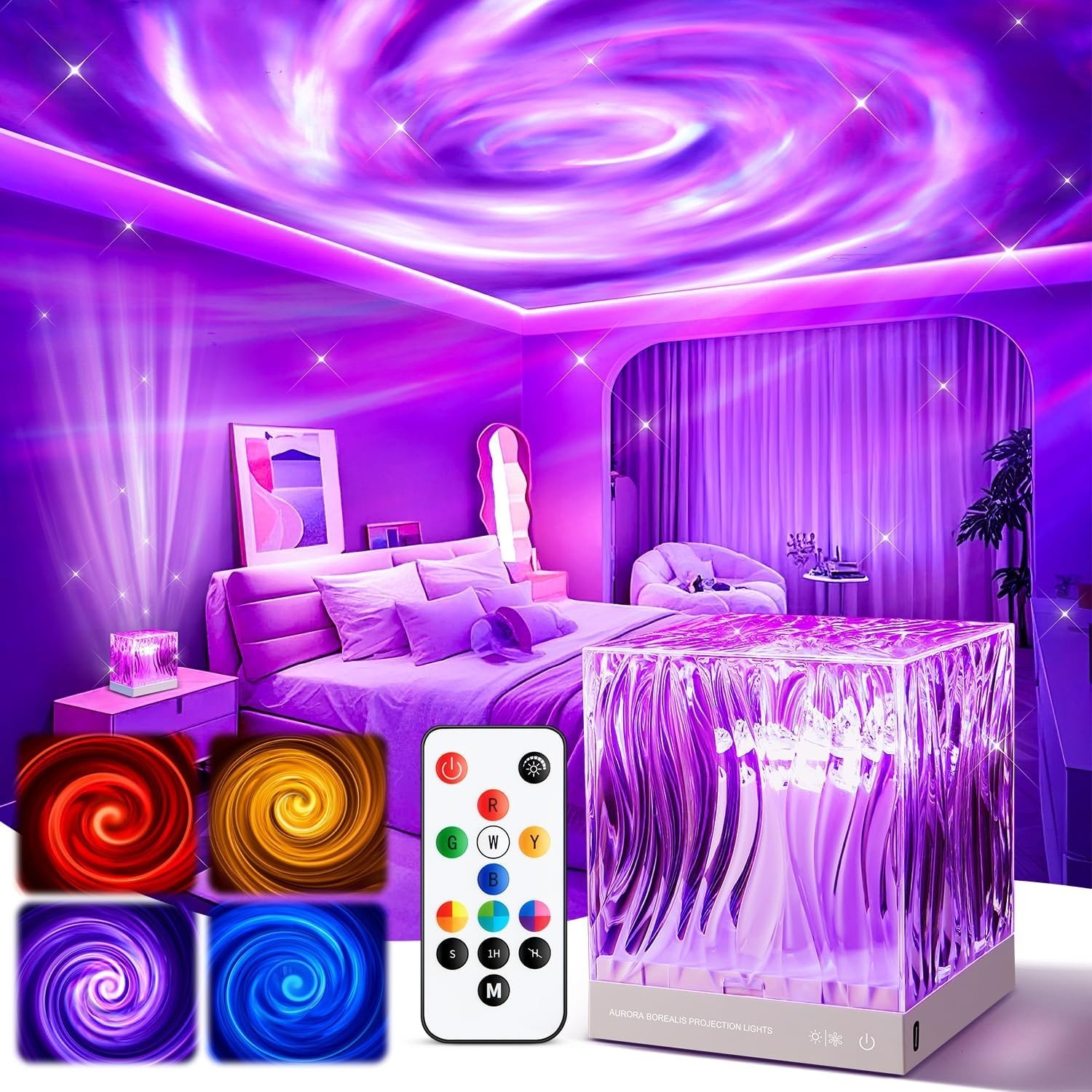 Hologram Cube Galaxy Projector for Kids with Auto Timer and Brightness Control