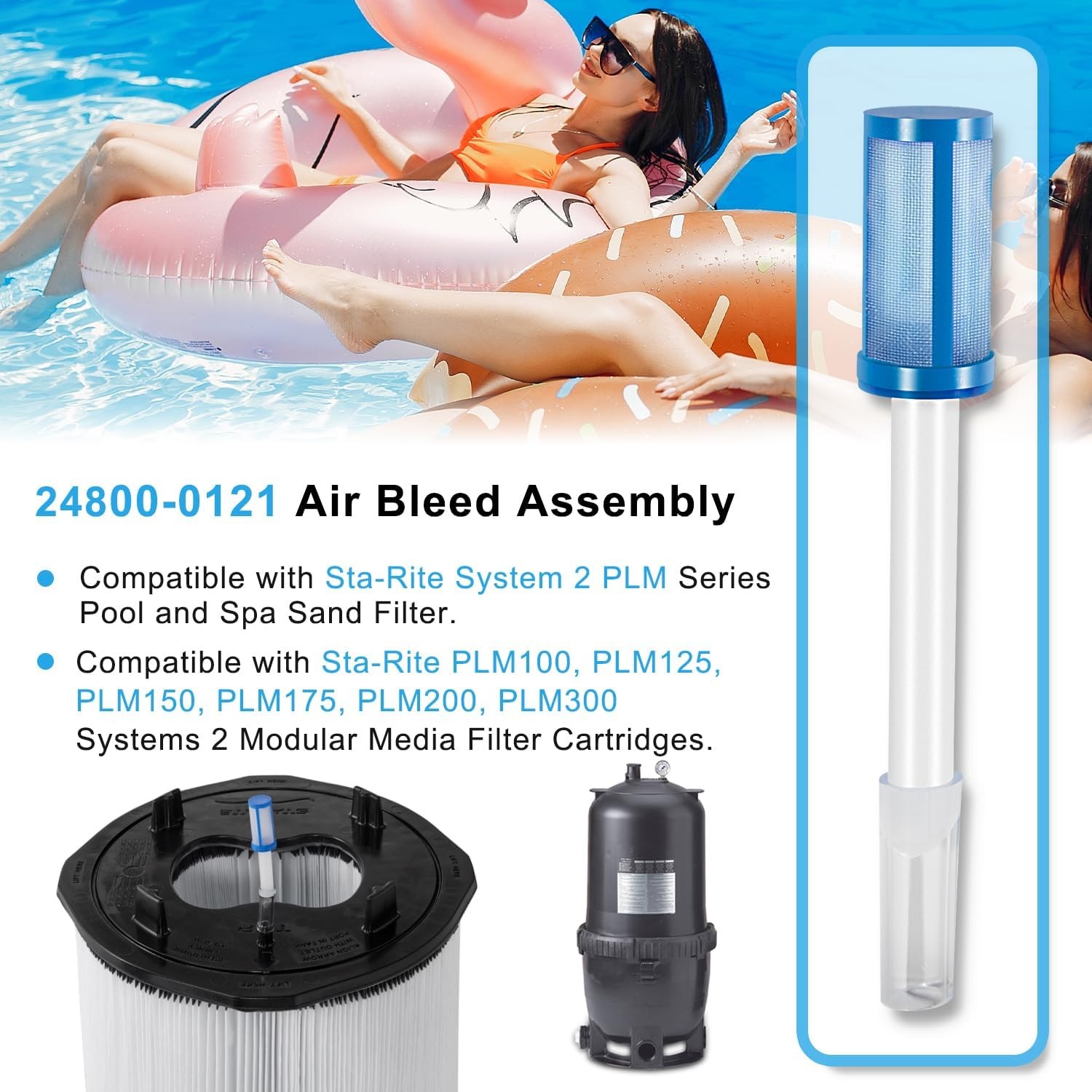 For Sta-Rite 24800-0121 Air Bleed Assembly, System 2 PLM Series Pool Sand Filter