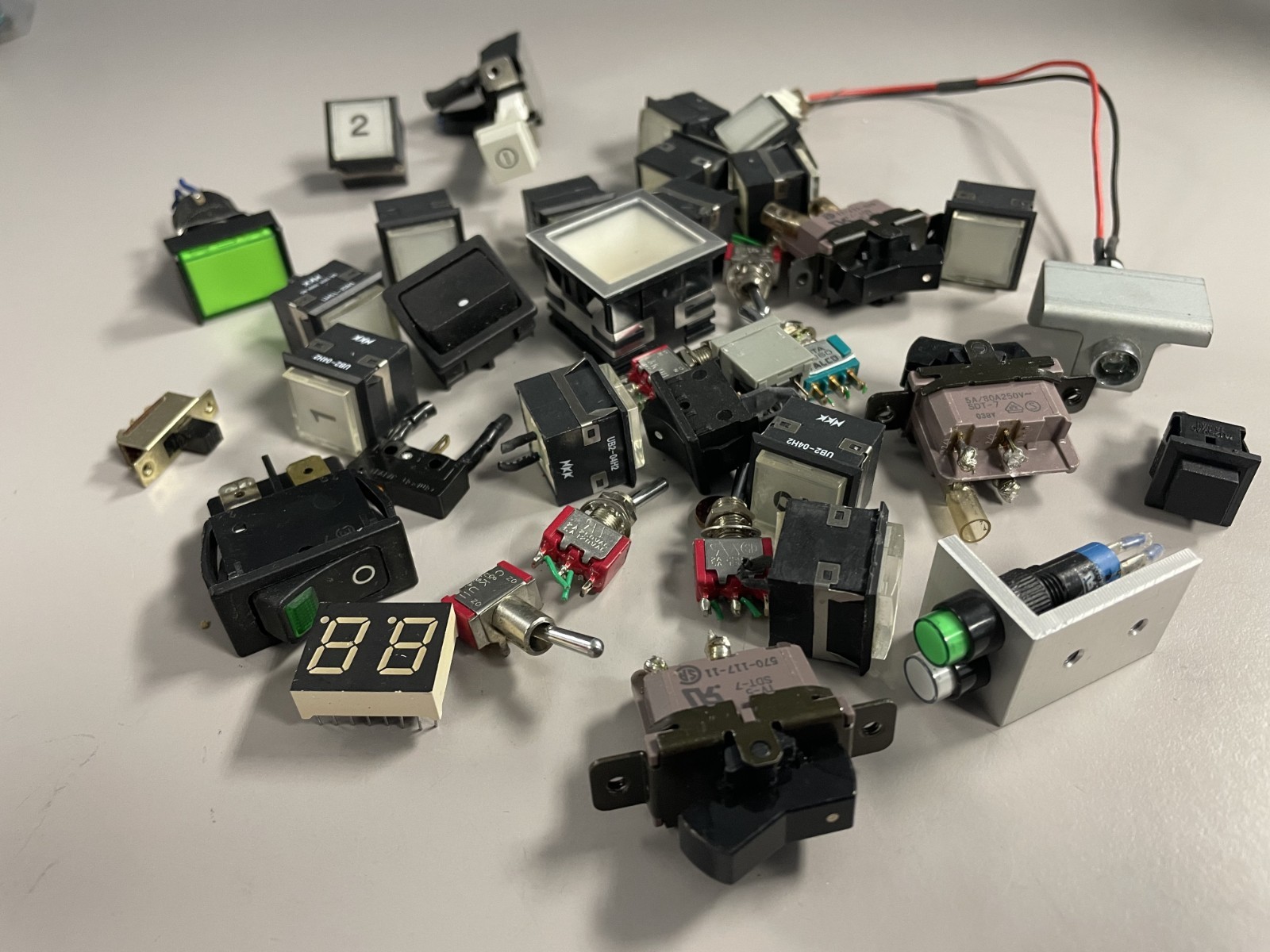Mixed Lot 20 Plus Push Button/Toggle Switches - Lights - Segment Display - Used
