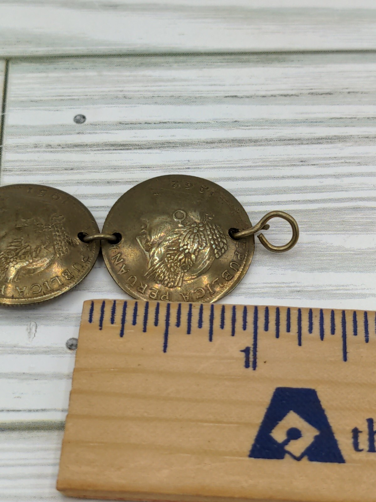 Vintage Peru Brass Coin Bracelet Souvenir Peruvian