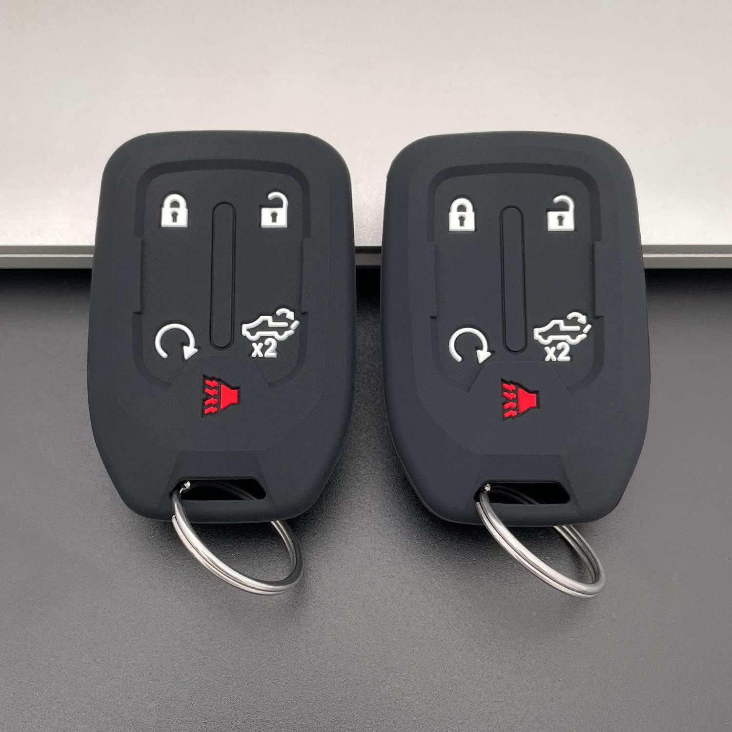 2PCS Silicone Smart Key Fob Case Cover for 2023 2022 2021 2020 2019 Chevy Silver