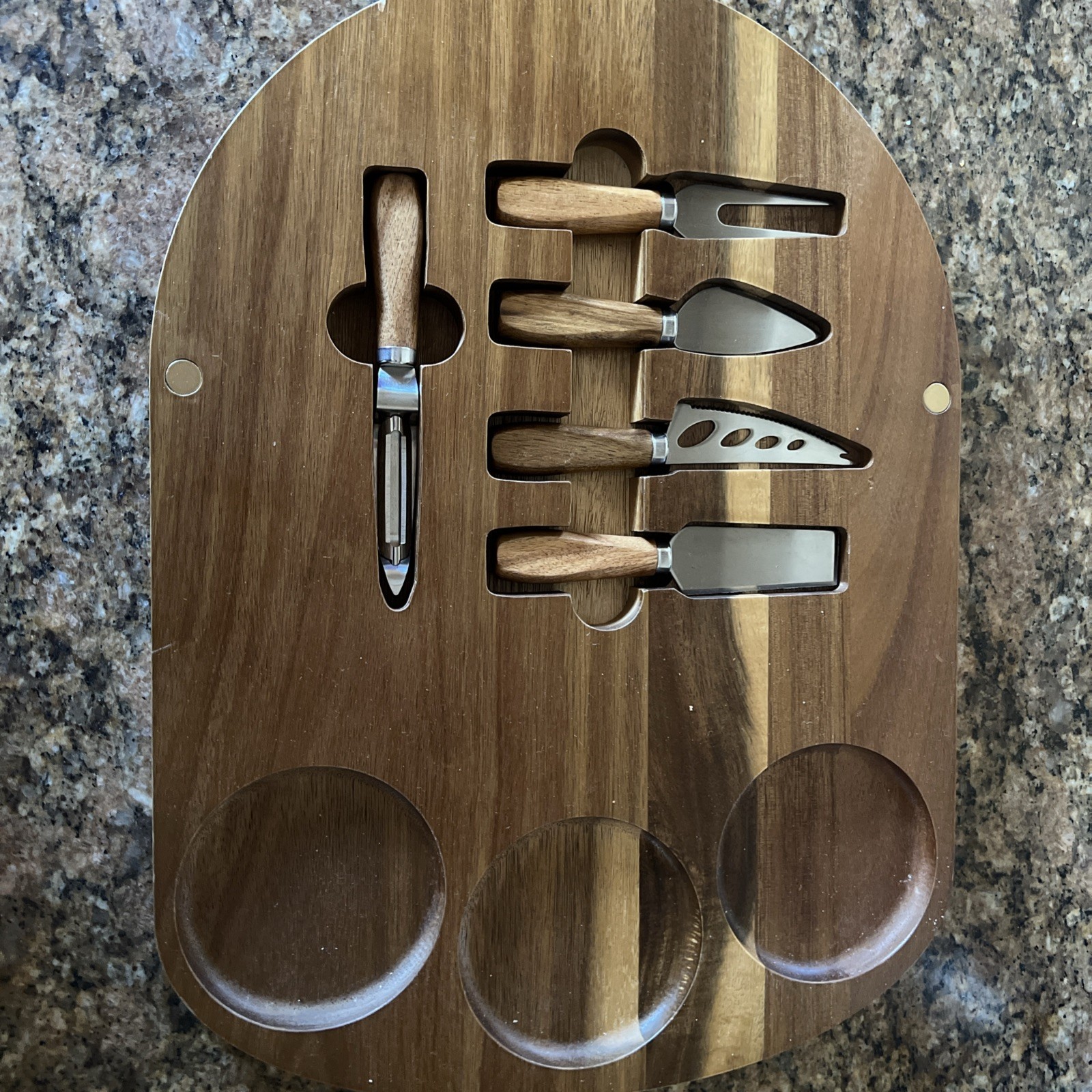 Charcuterie Board With 5 Tools And Bowls Board On One Side, Utensil Holder