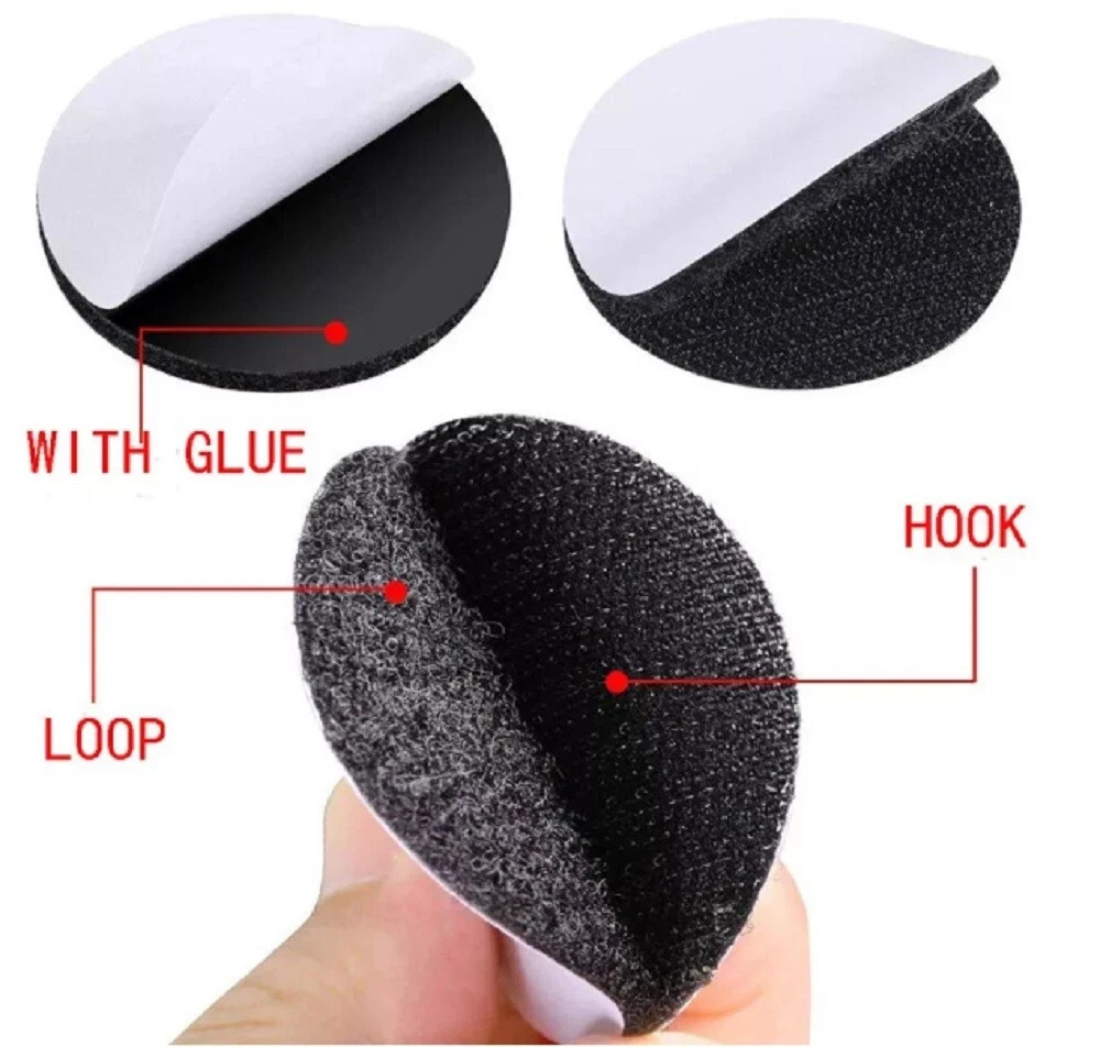 20 Pair Self Adhesive Hook and Loop Tape Nylon Fastener Strips Sticky Back Set