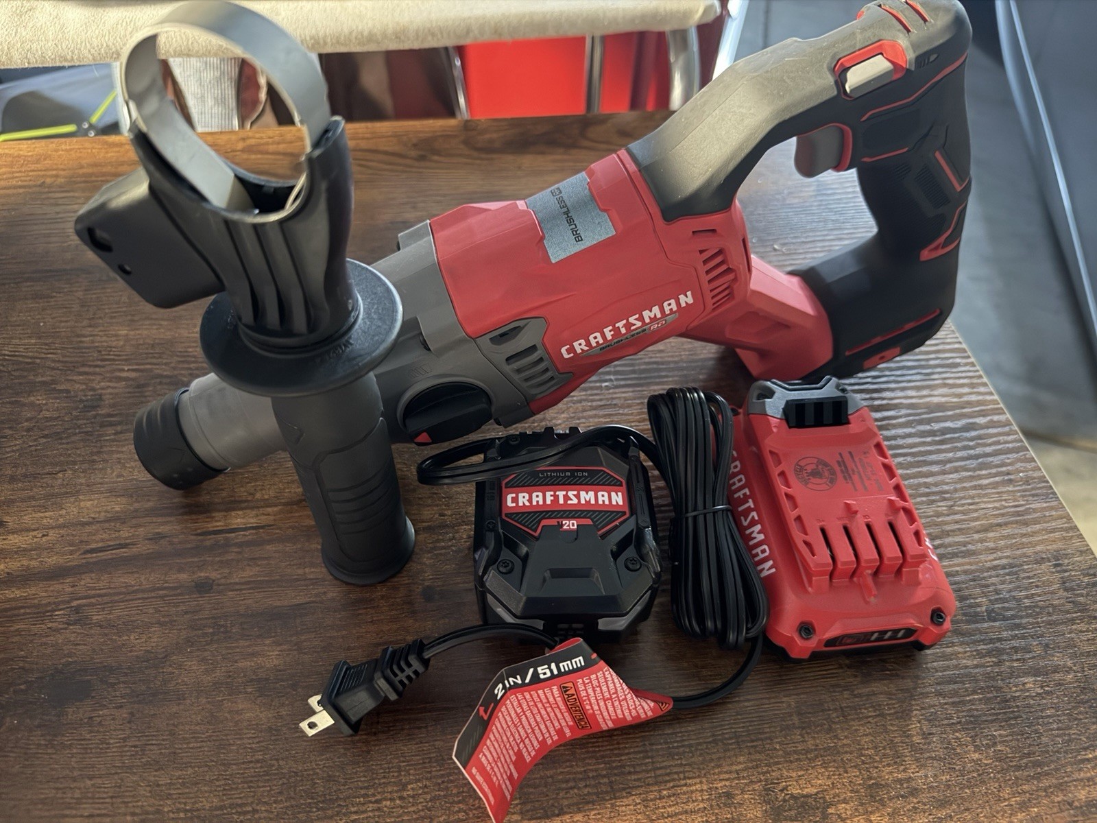 Craftsman 7/8 Brushless Hammer Drill SDS (22mm) 1 Battery 20v 2Ah W/ Charger,