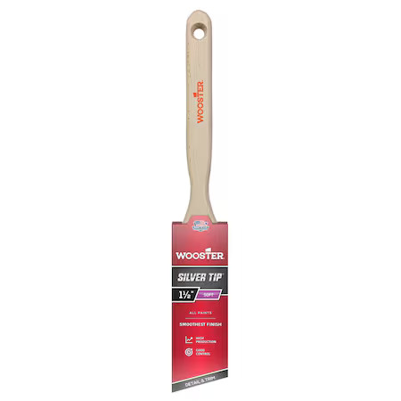 Wooster 5221-1 1/2 1-1/2" Angle Sash Soft, Silver Ct Polyester Bristle, Paint