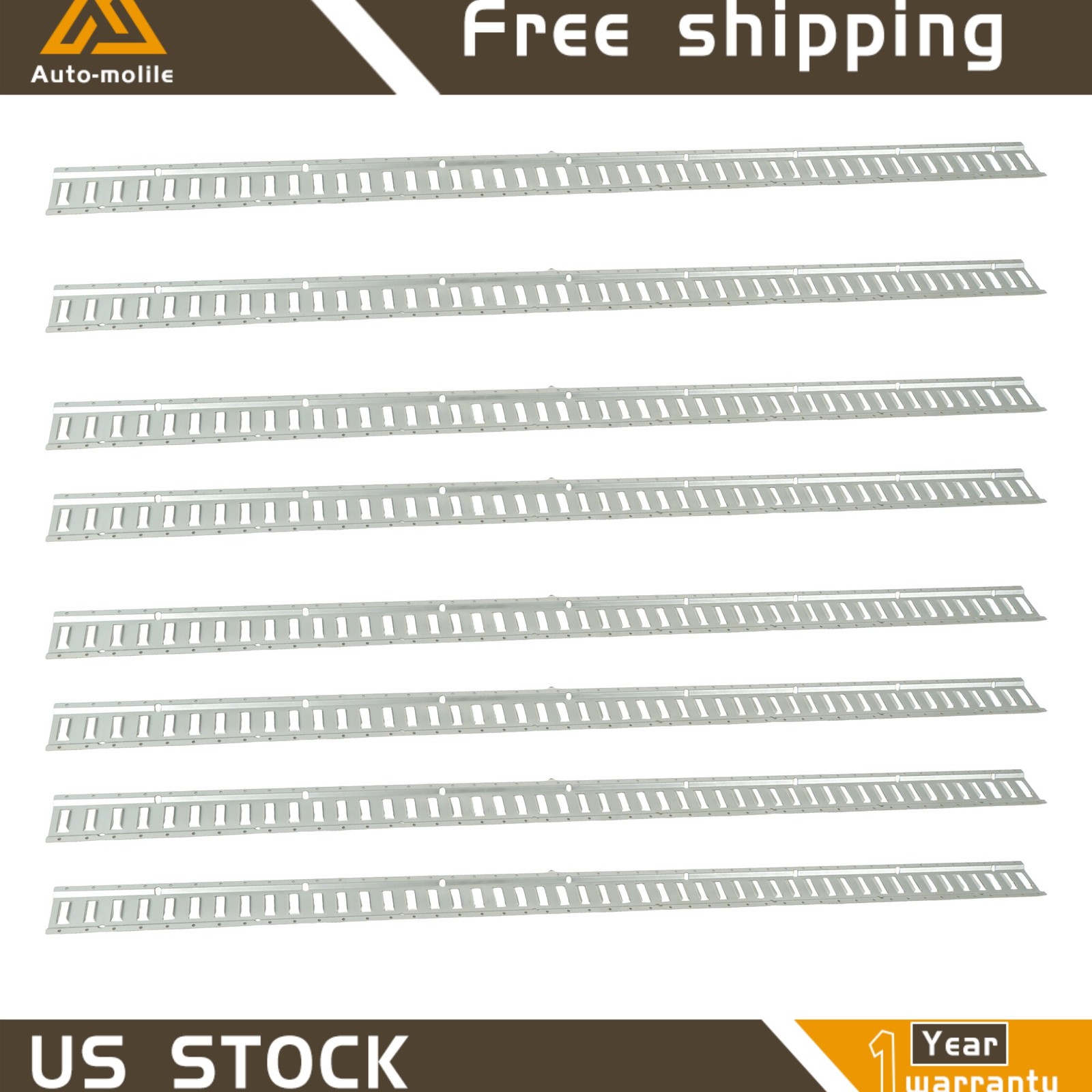 8 Pack Heavy Load E Track Tie Down Rail System 8' High Quality Horizontal Steel
