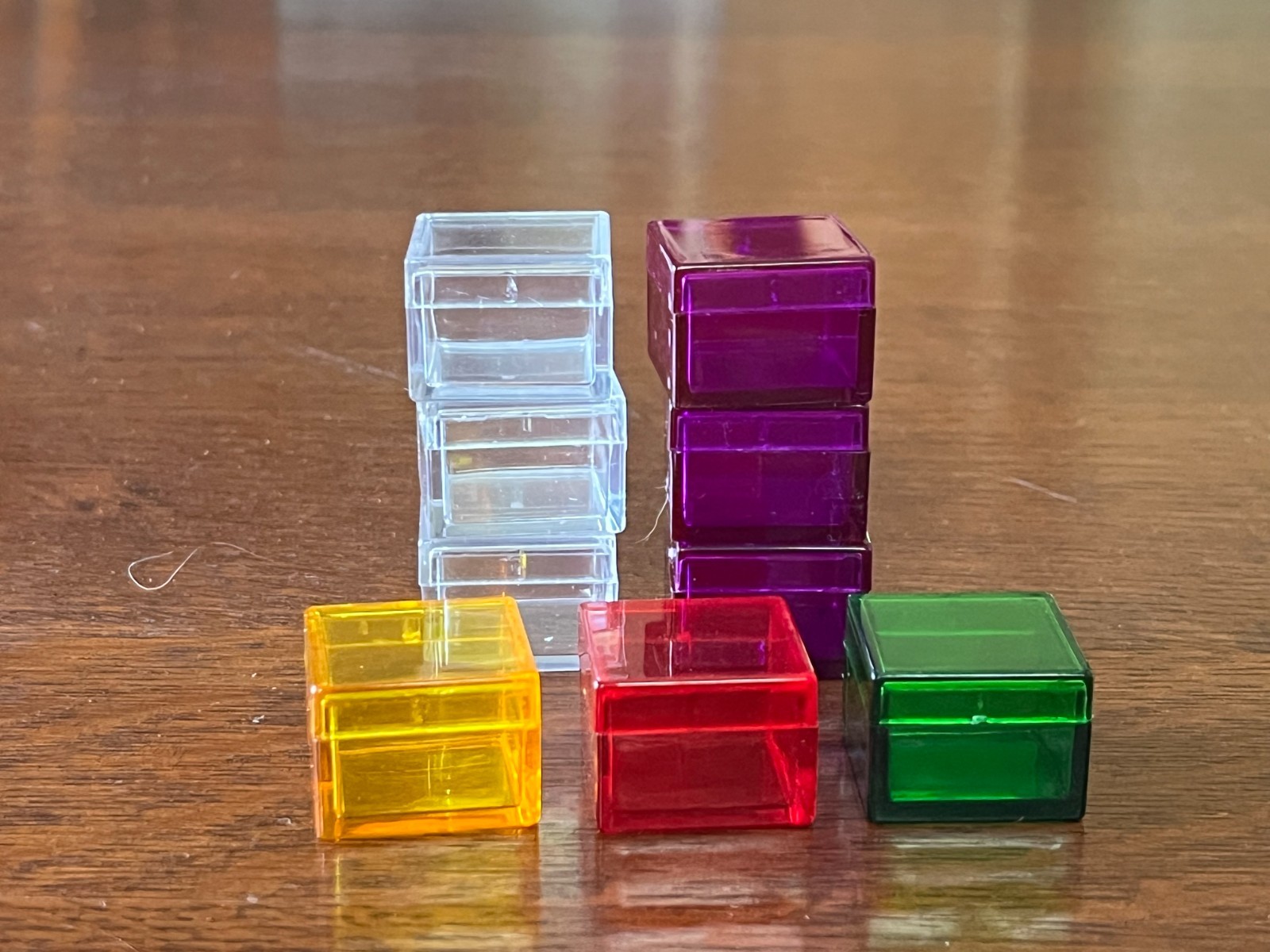9 Tiny 1x1 Colorful Acrylic Boxes For Craft Storage, Doll House Decor, Etc.