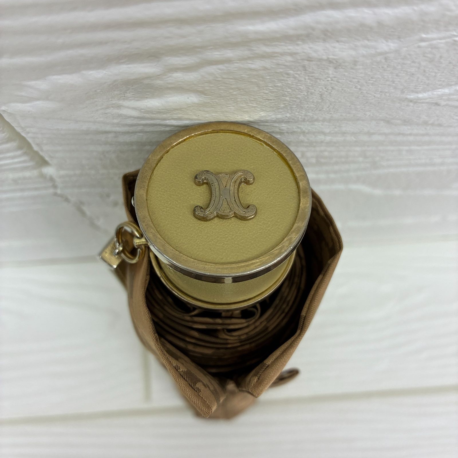 Celine Triomphe Folding Umbrella - Used Handle/Strap Scratches Polyester