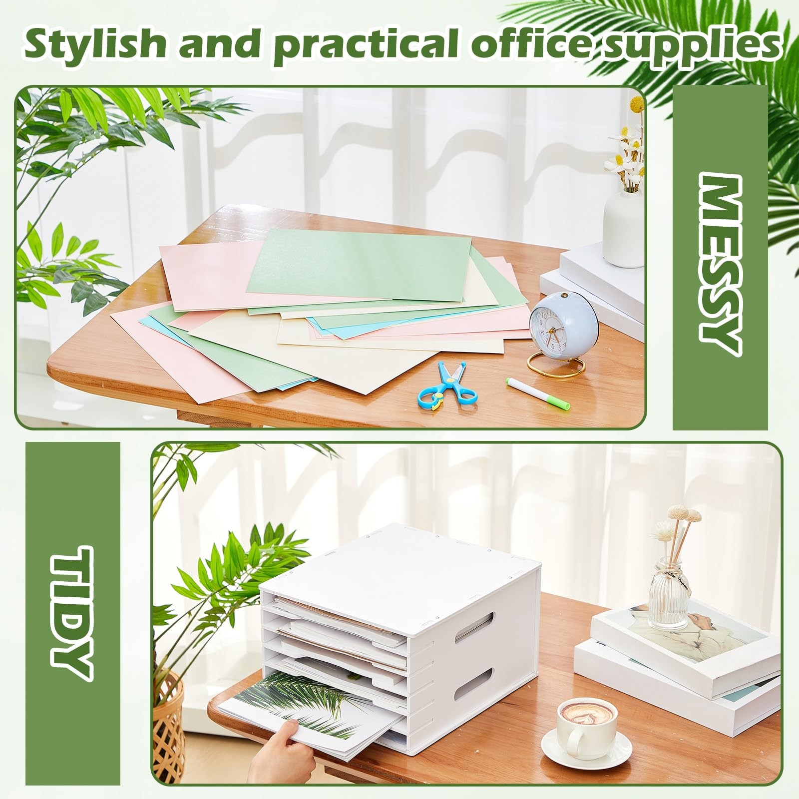 Juexica 6 Tier 8.5" x 11" Scrapbook Paper Organizer, White Cardstock File Organi