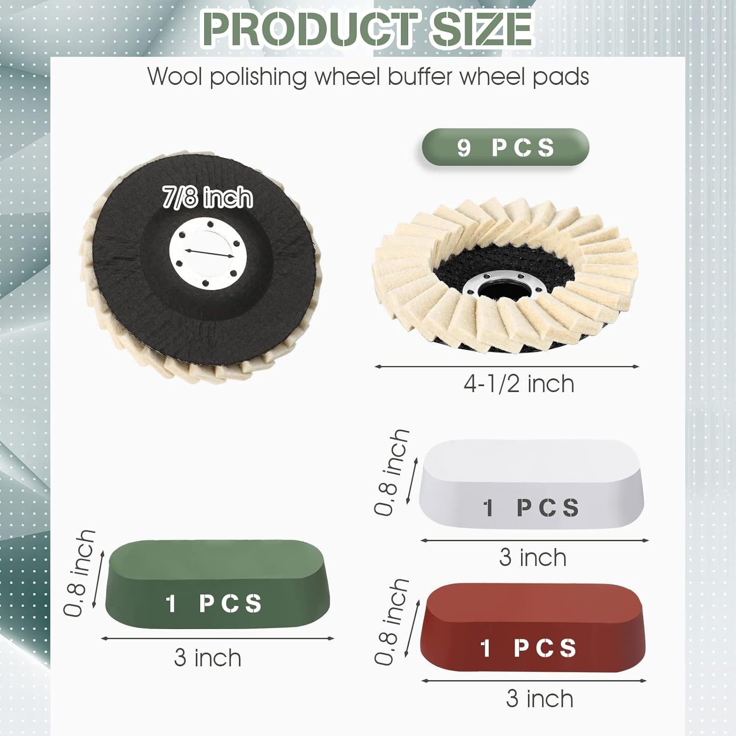 12 Pcs Angle Grinder Buffing Wheel Stainless Steel Polishing Kit Include 9 Pc...