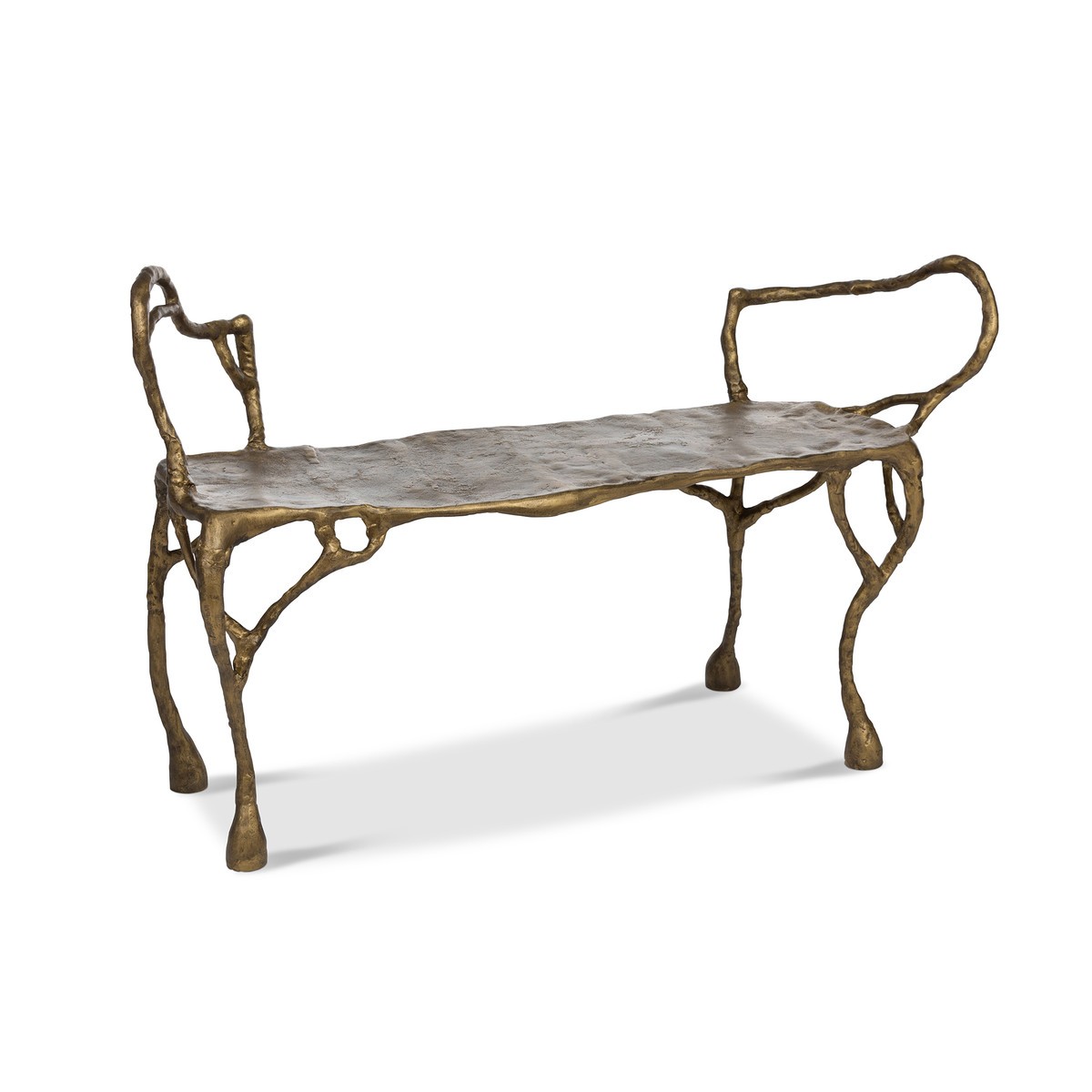 Bench Cast Aluminum Organic Root Antique Gold
