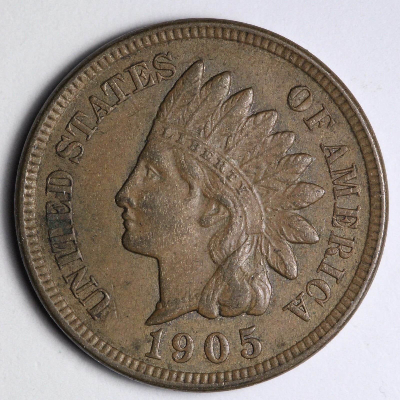 1905 Indian Head Cent Penny AU+ E255 XAH
