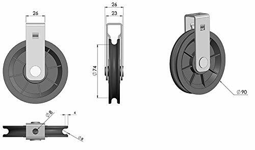 Cable Pulley with Wall Mount - 3.54 in. / 90 mm Diameter