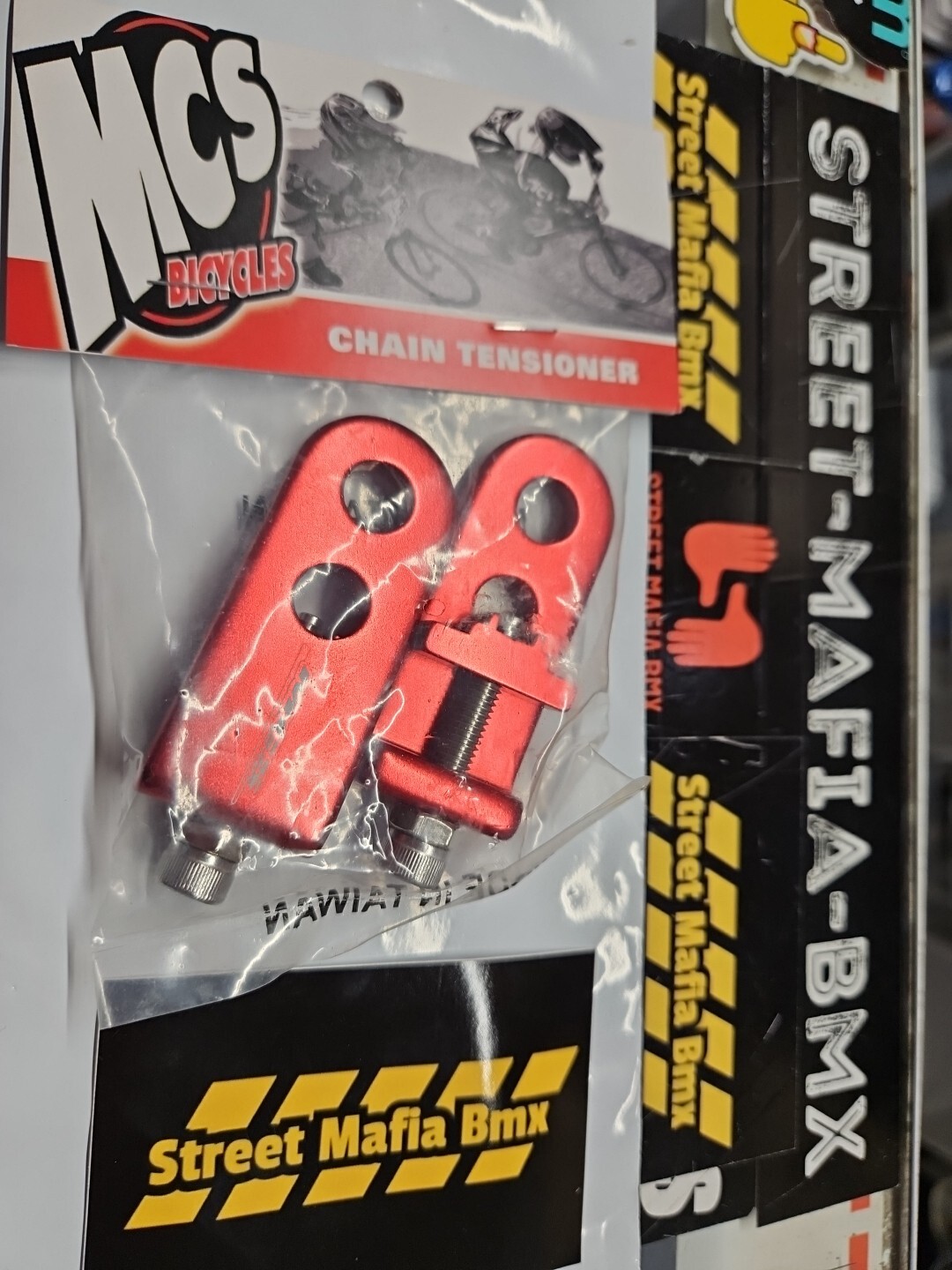 MCS RED CHAIN TENSIONERS FIT BMX BIKE 3/8" ALLOY S&M GT SE DK HUTCH RACEINC NEW