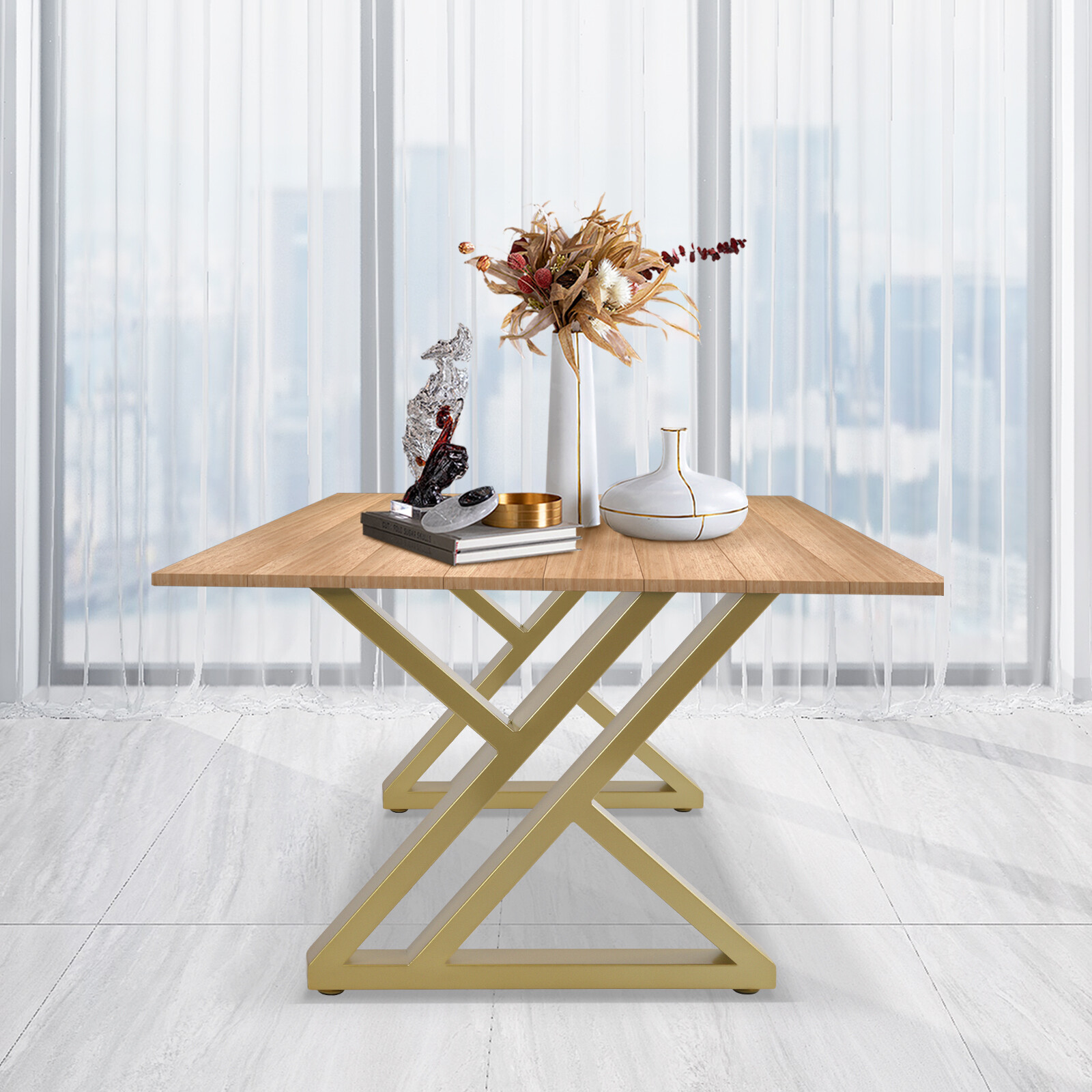 Gold X-Shaped Steel Table Legs 16in Set Of 2 Heavy Duty For Dining Desk
